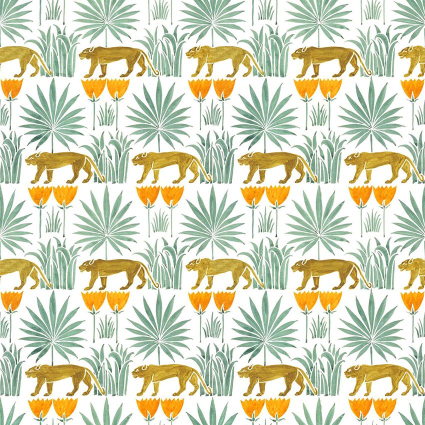 Lioness & Palms (1918) Wallpaper C.F.A. Voysey