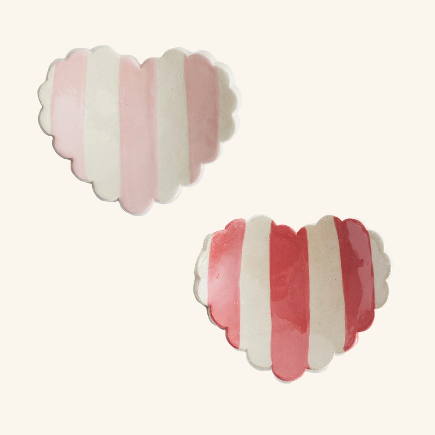 Duci Scalloped Heart Striped Trinket Dish