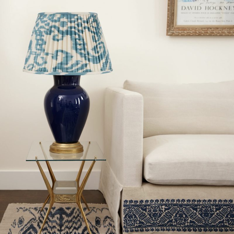 Ikat Lampshade – Light Blue & Cream