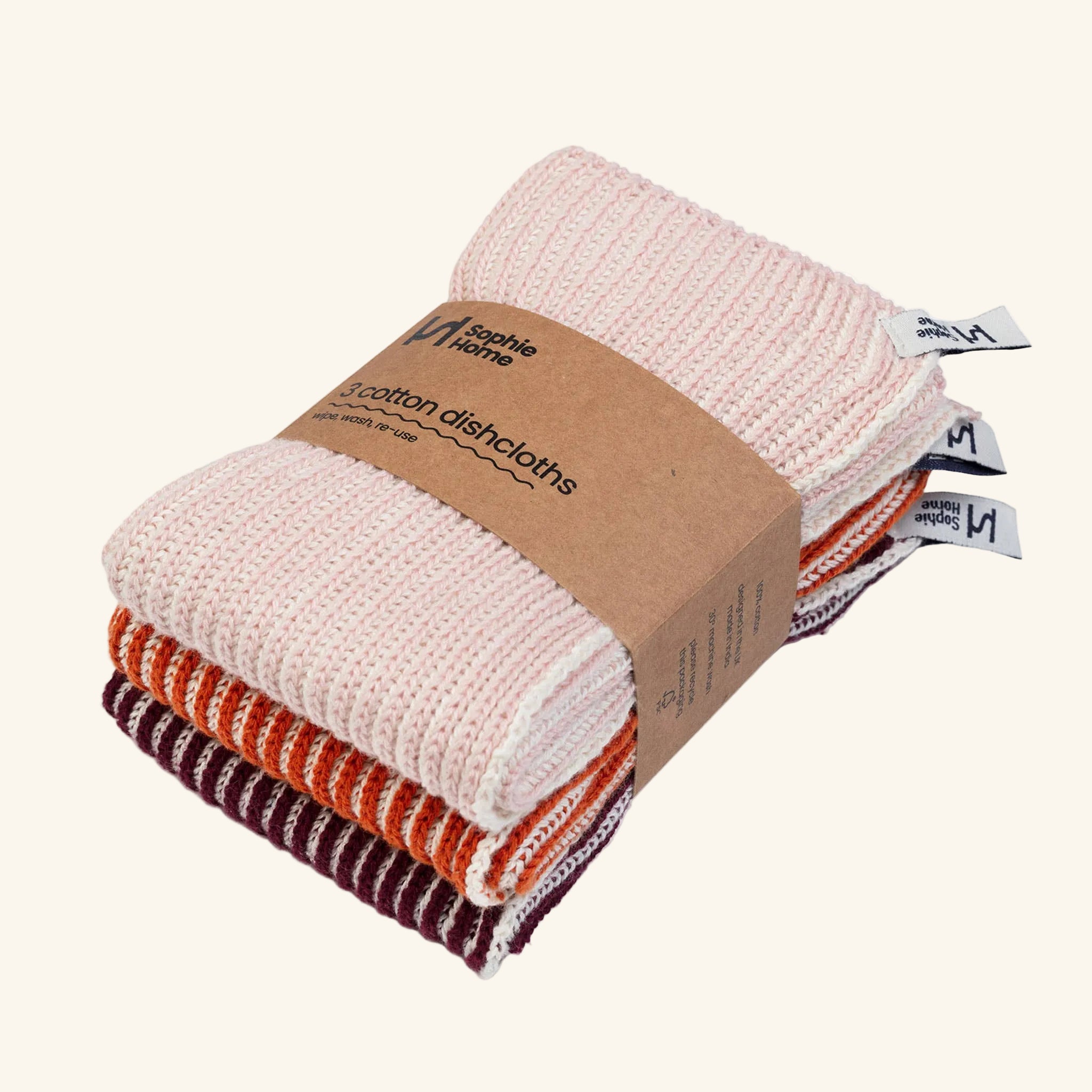 Reusable & Eco-Friendly Cotton Dishcloths: Ribbed Orange