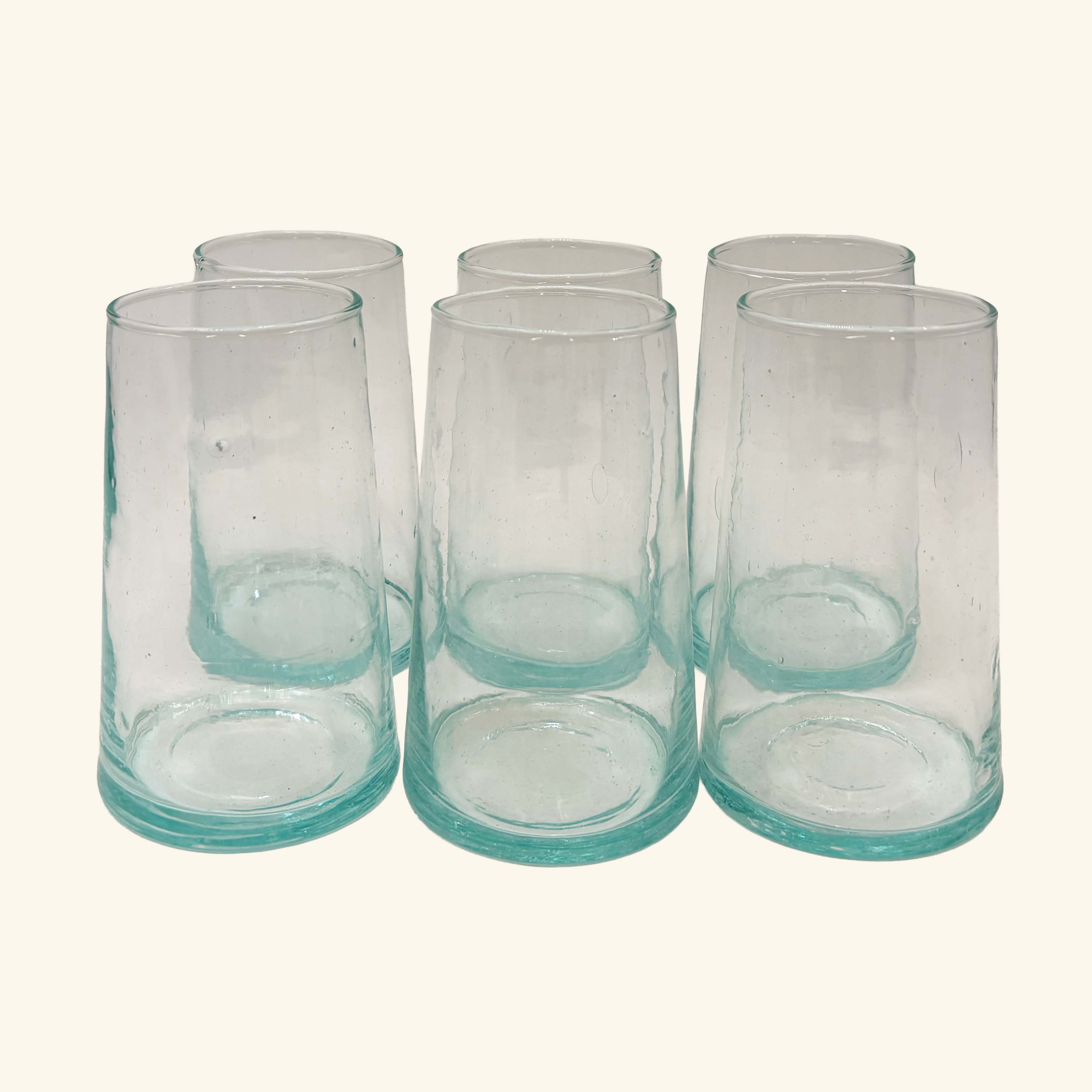 Set of 6 Moroccan Tapered Glass Tumblers