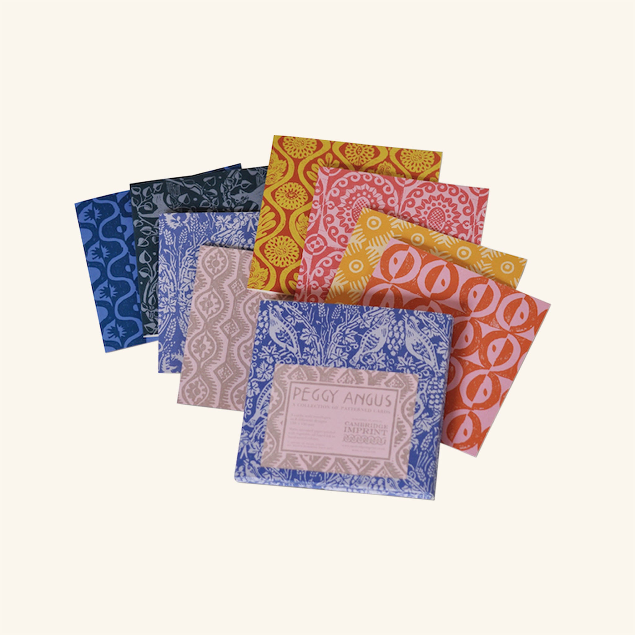 A Set of 8 Patterned Cards by Peggy Angus