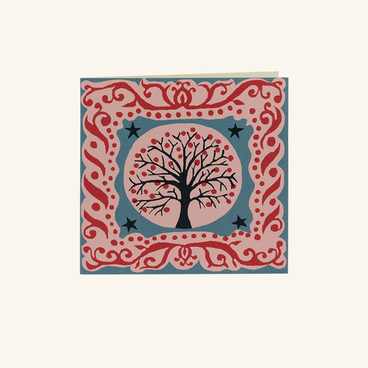 Pack of Ten Square Cards Tree and Stars