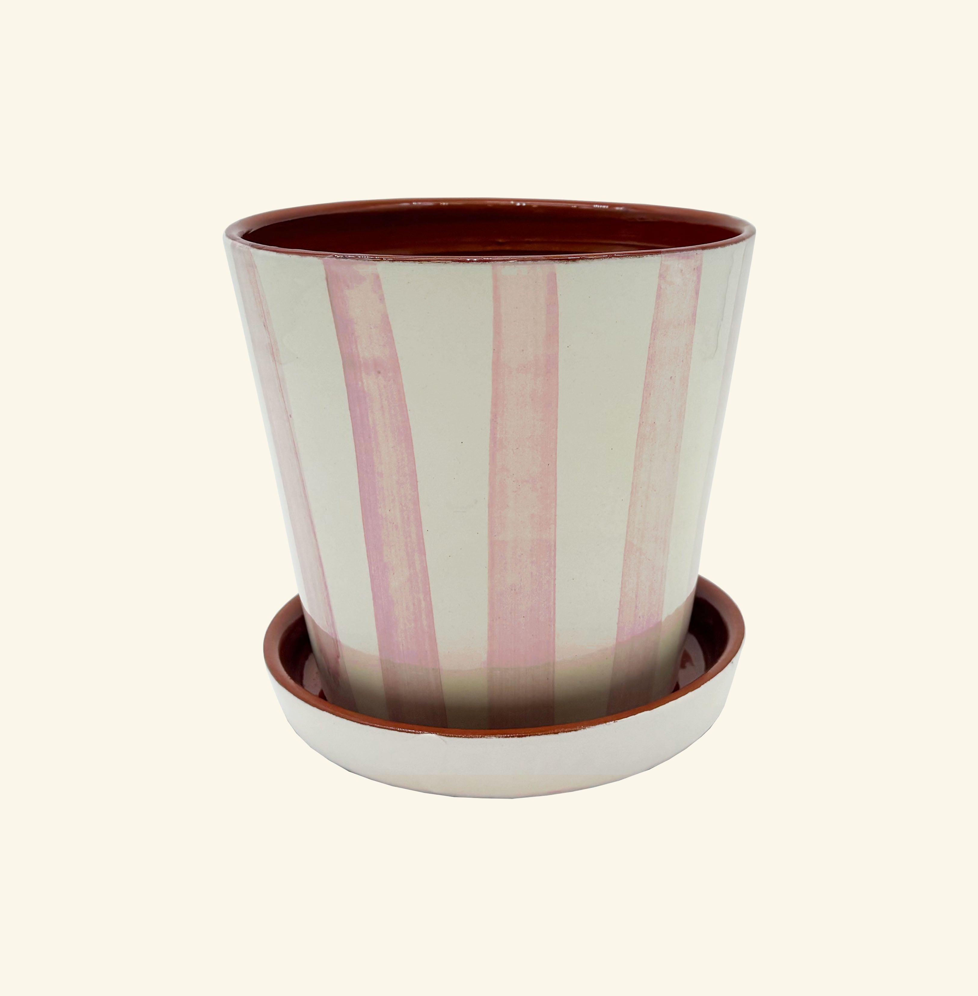 Striped Planter with Saucer