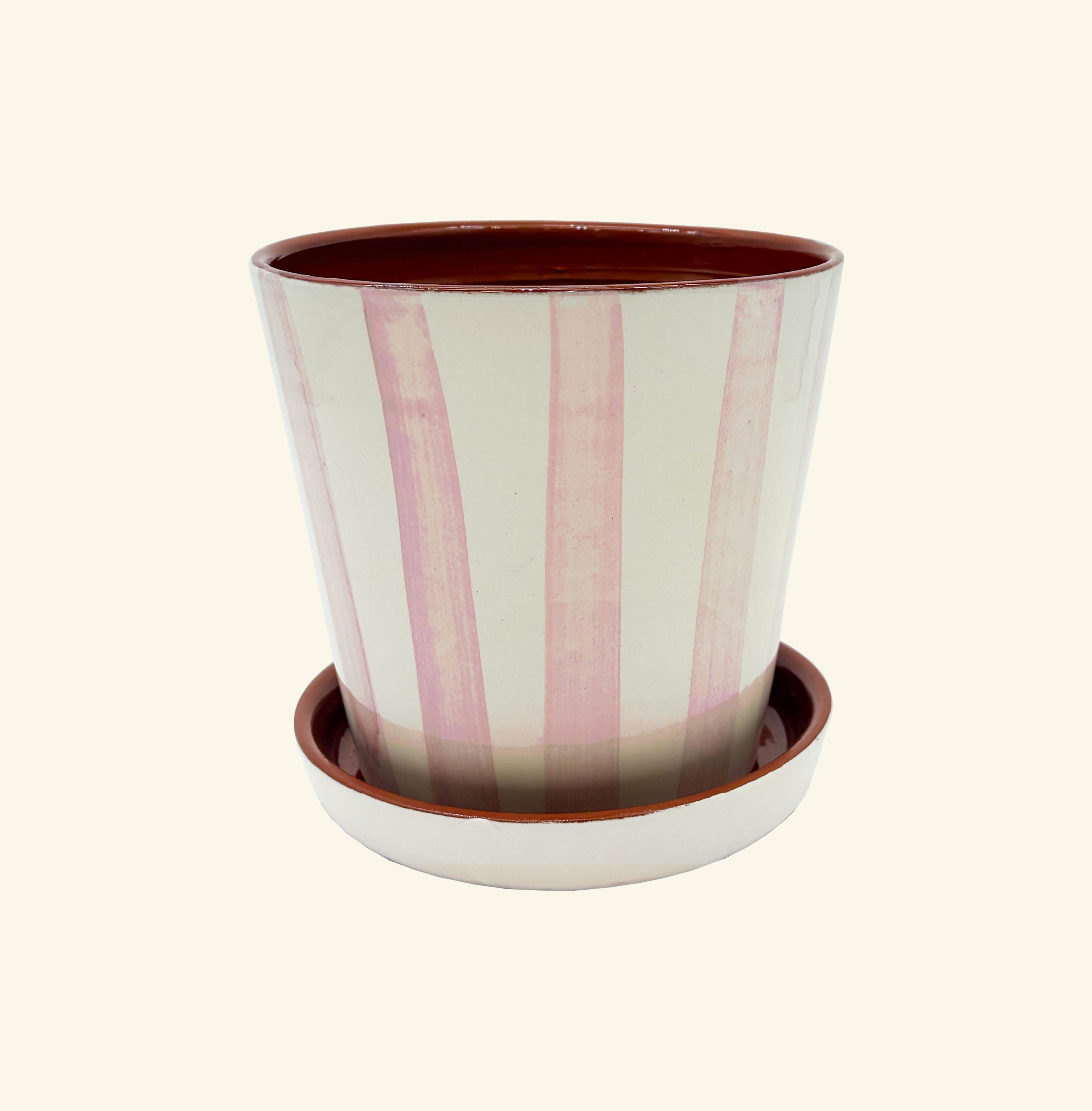 Striped Planter with Saucer