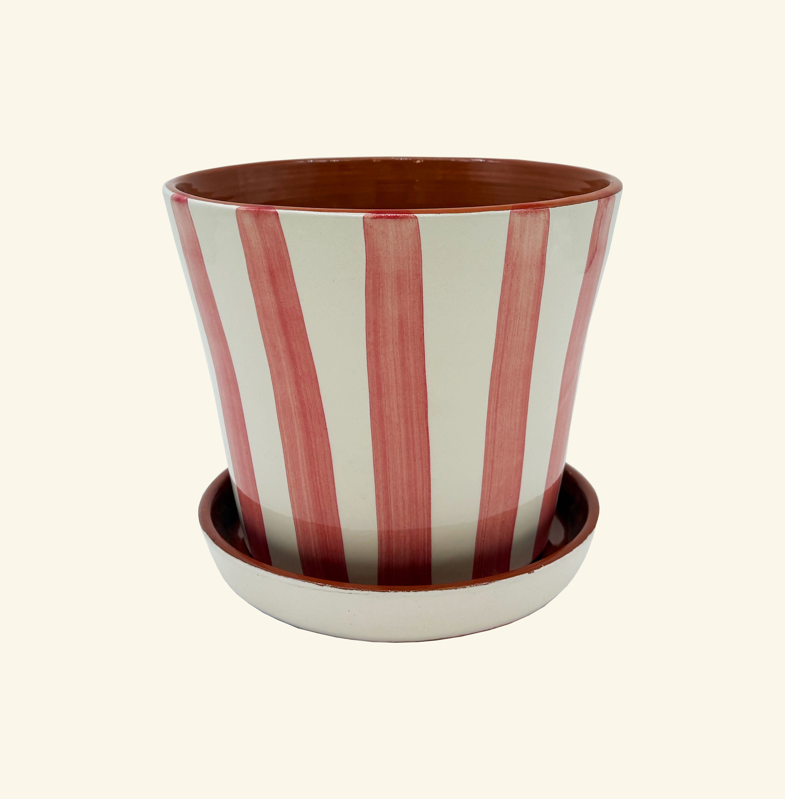 Striped Planter with Saucer