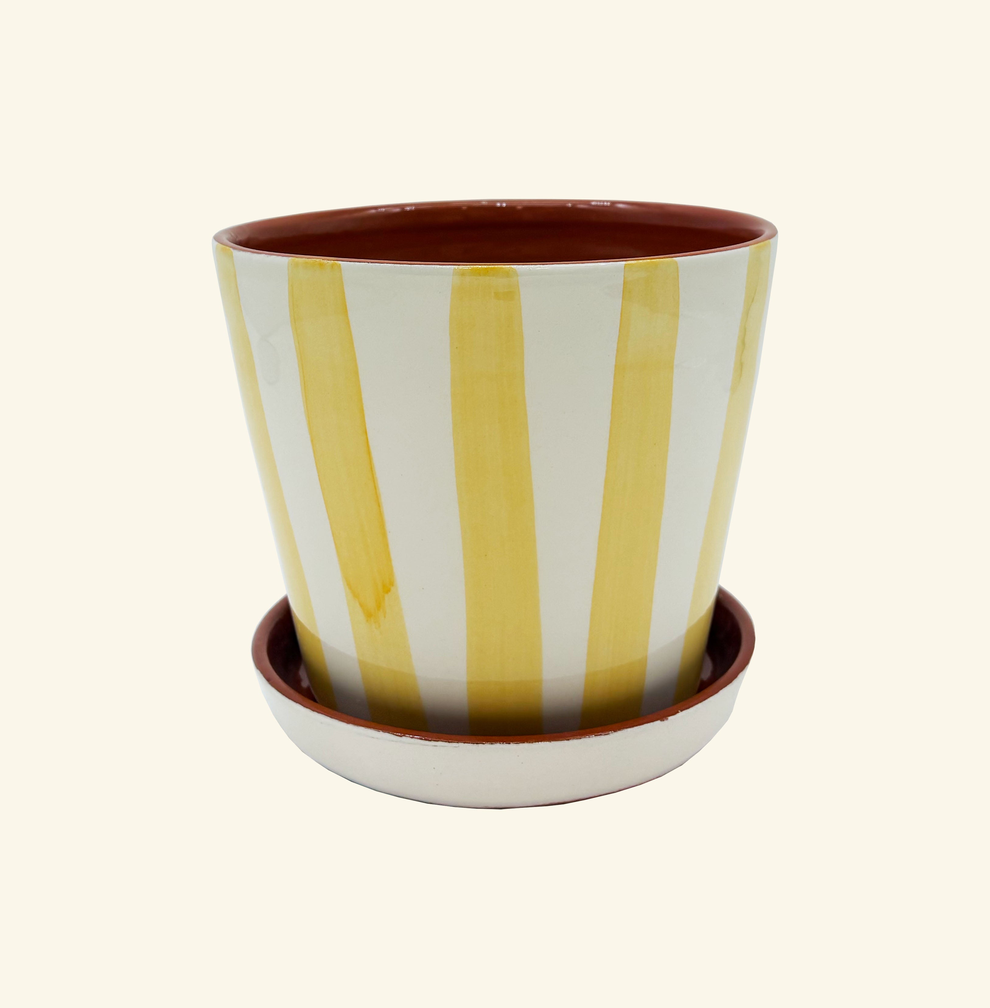 Striped Planter with Saucer