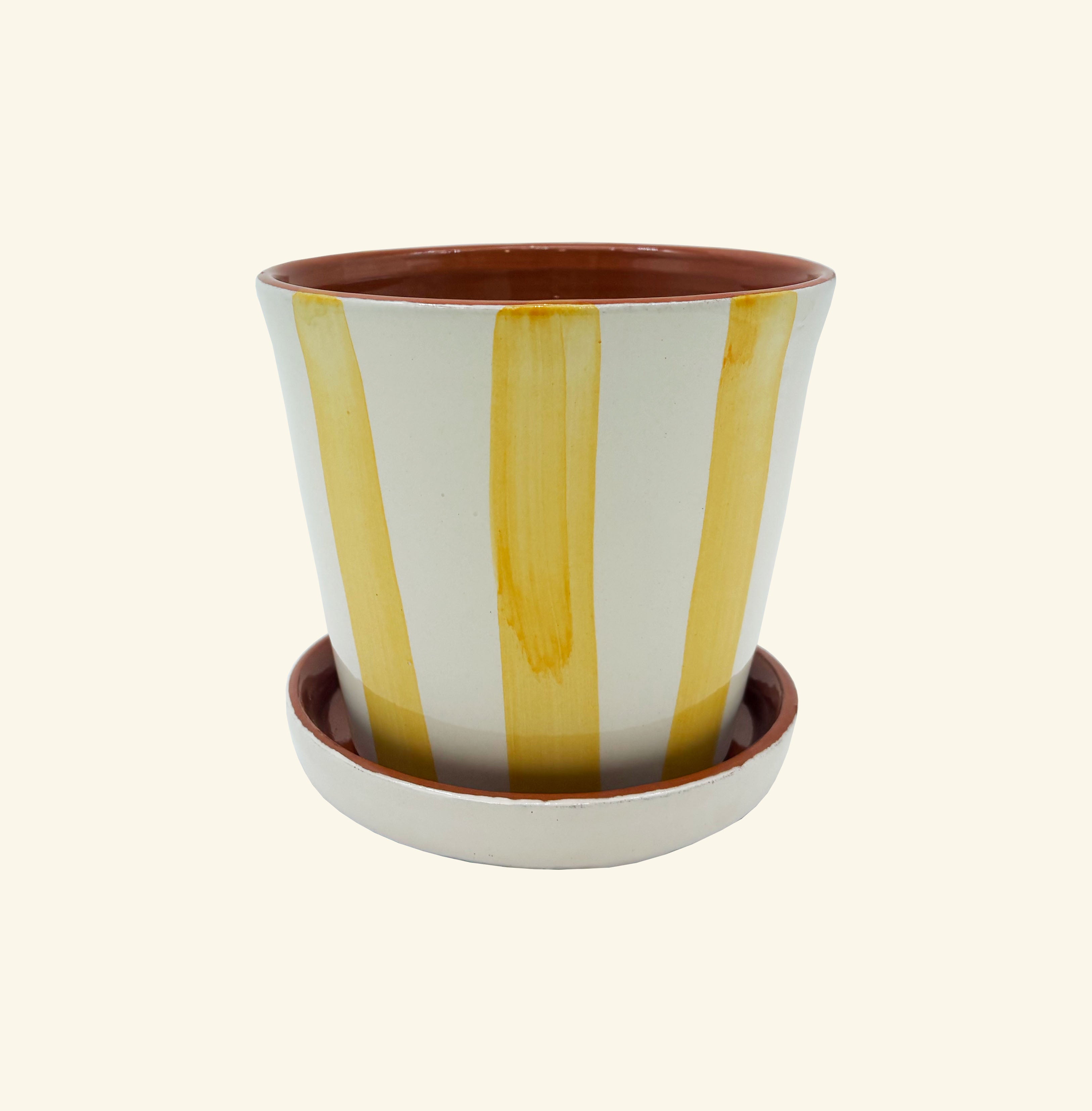 Striped Planter with Saucer