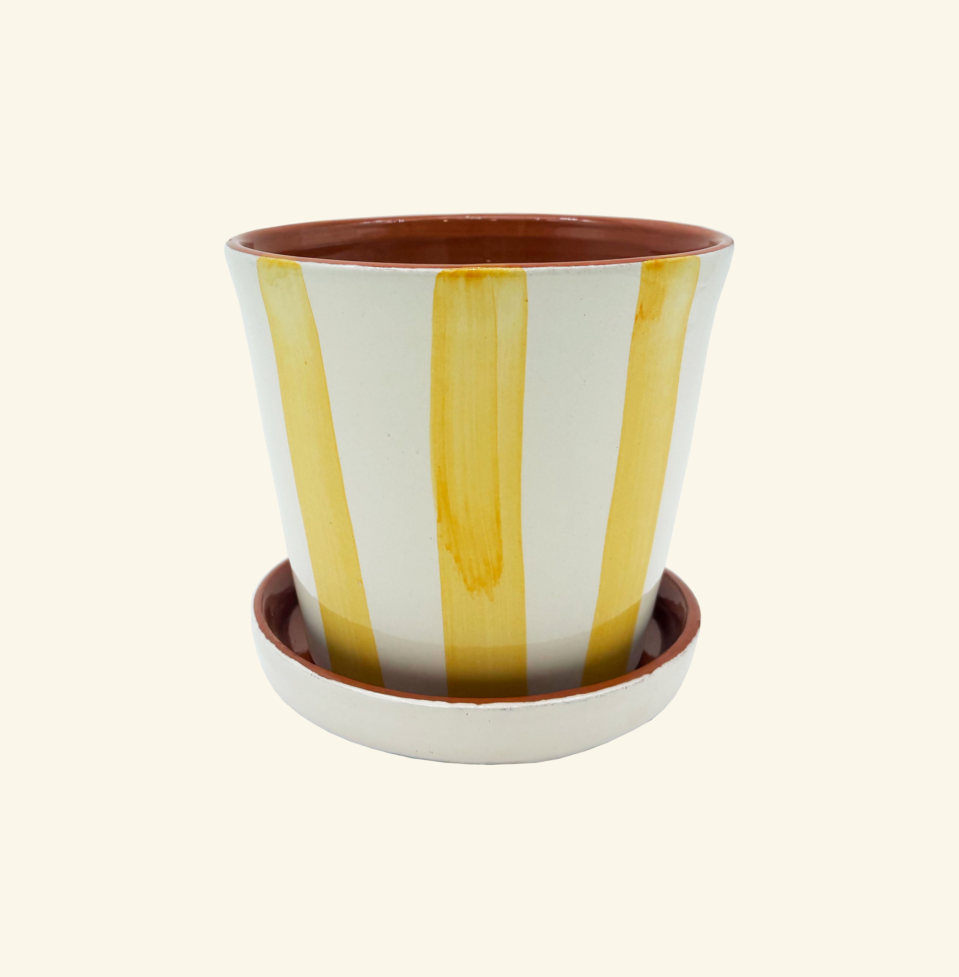 Striped Planter with Saucer