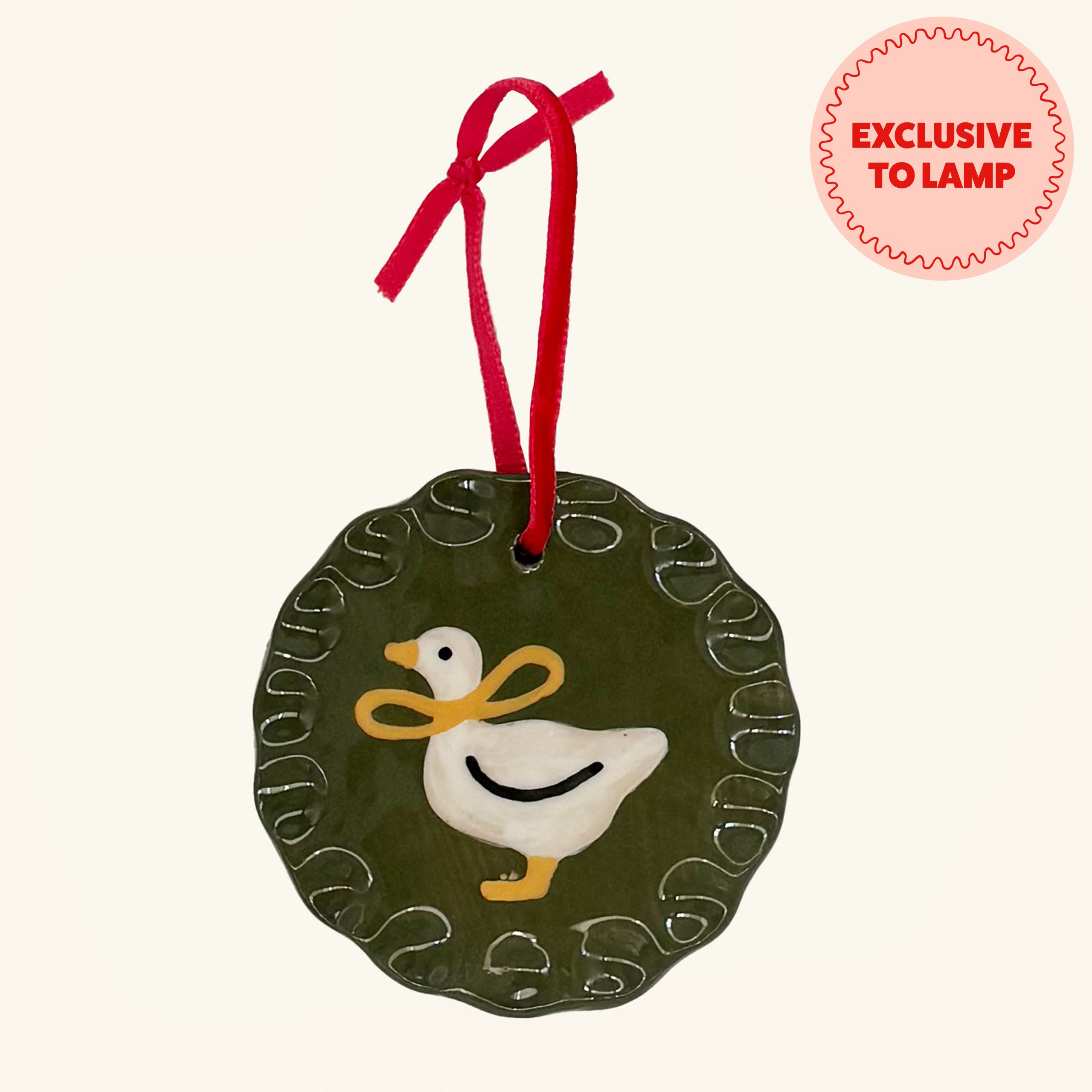 Ceramic Christmas Goose Ornament