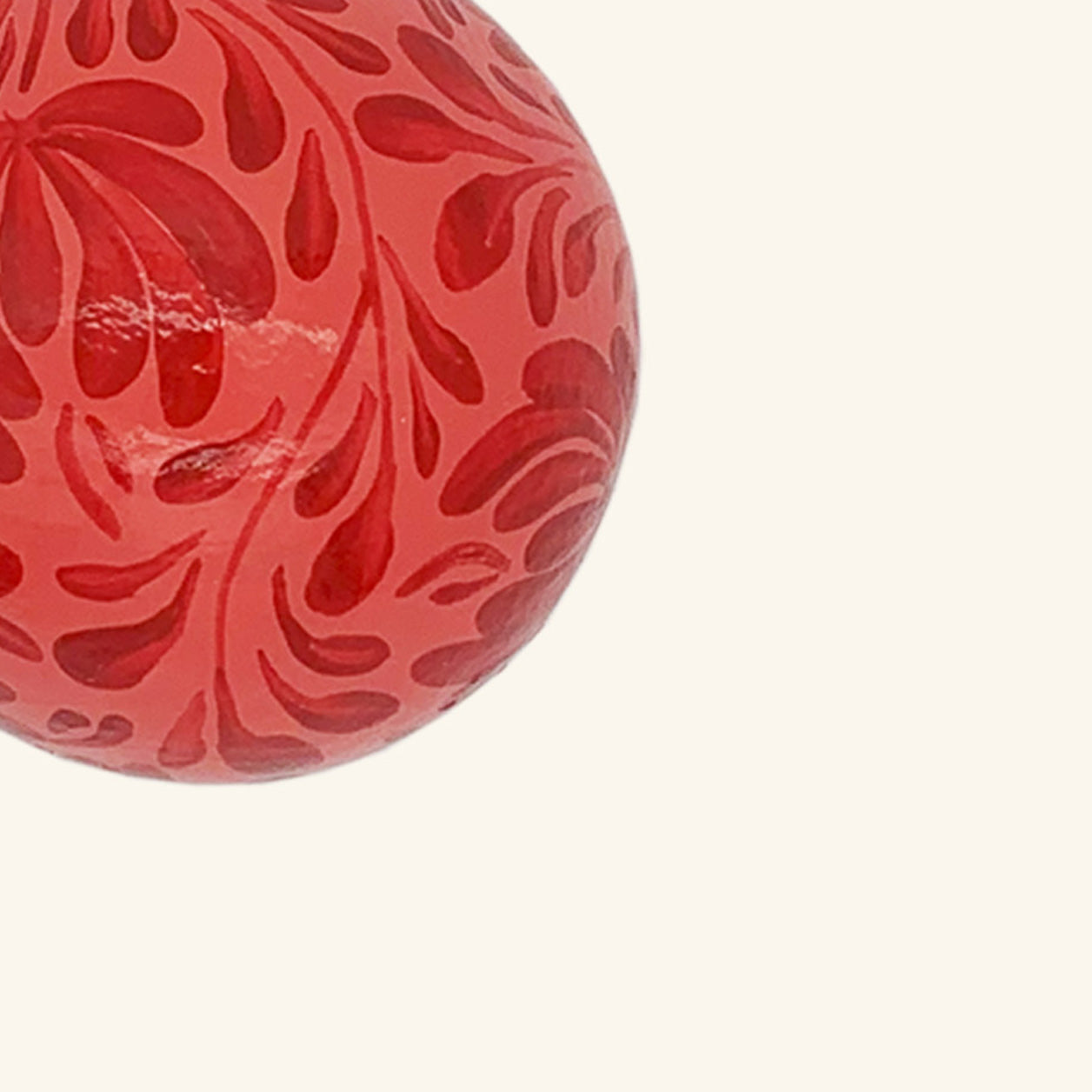 Hand Painted Bauble: Red On Pink