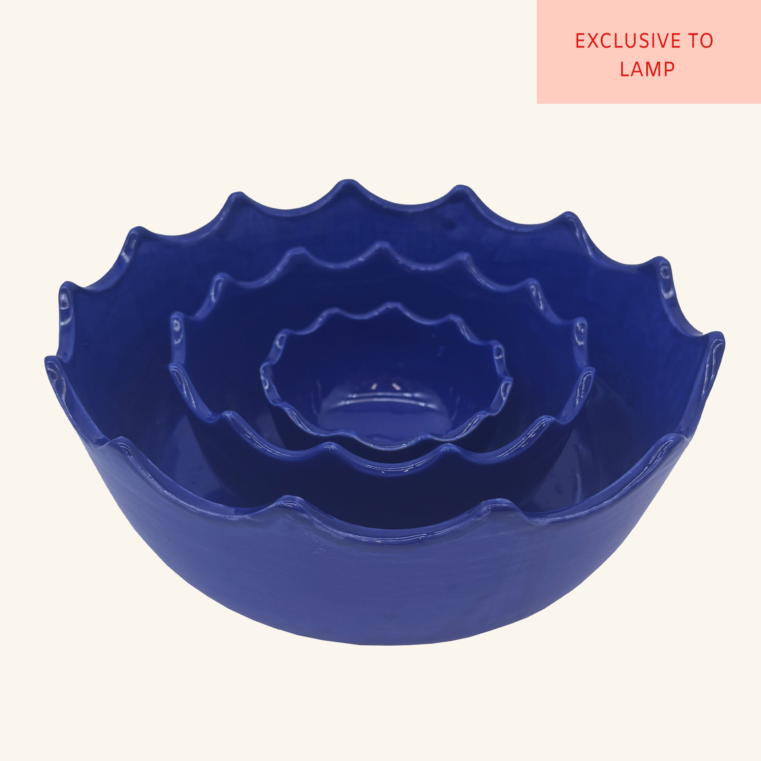 Set of 3 Scalloped Edge Bowls