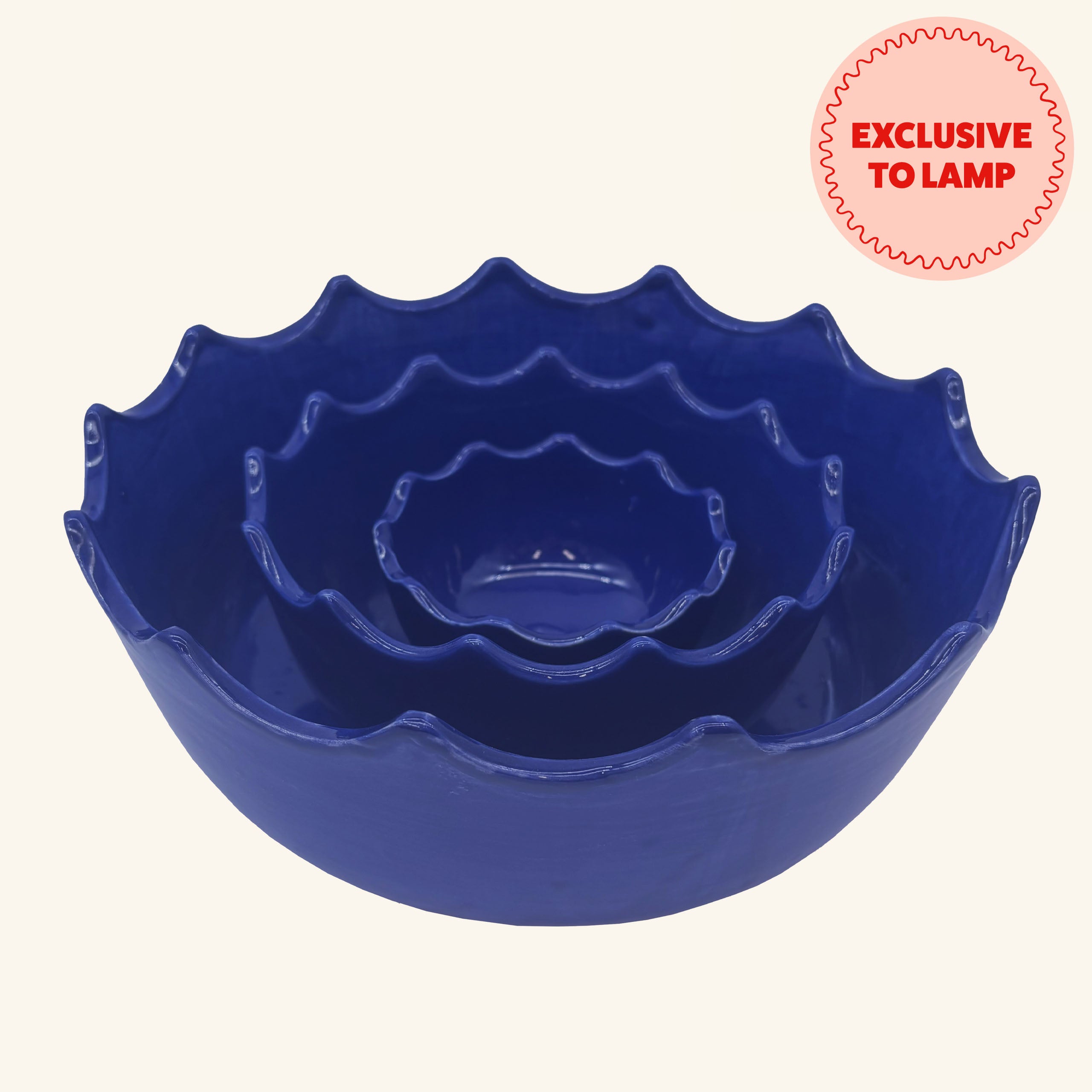 Set of 3 Scalloped Edge Bowls