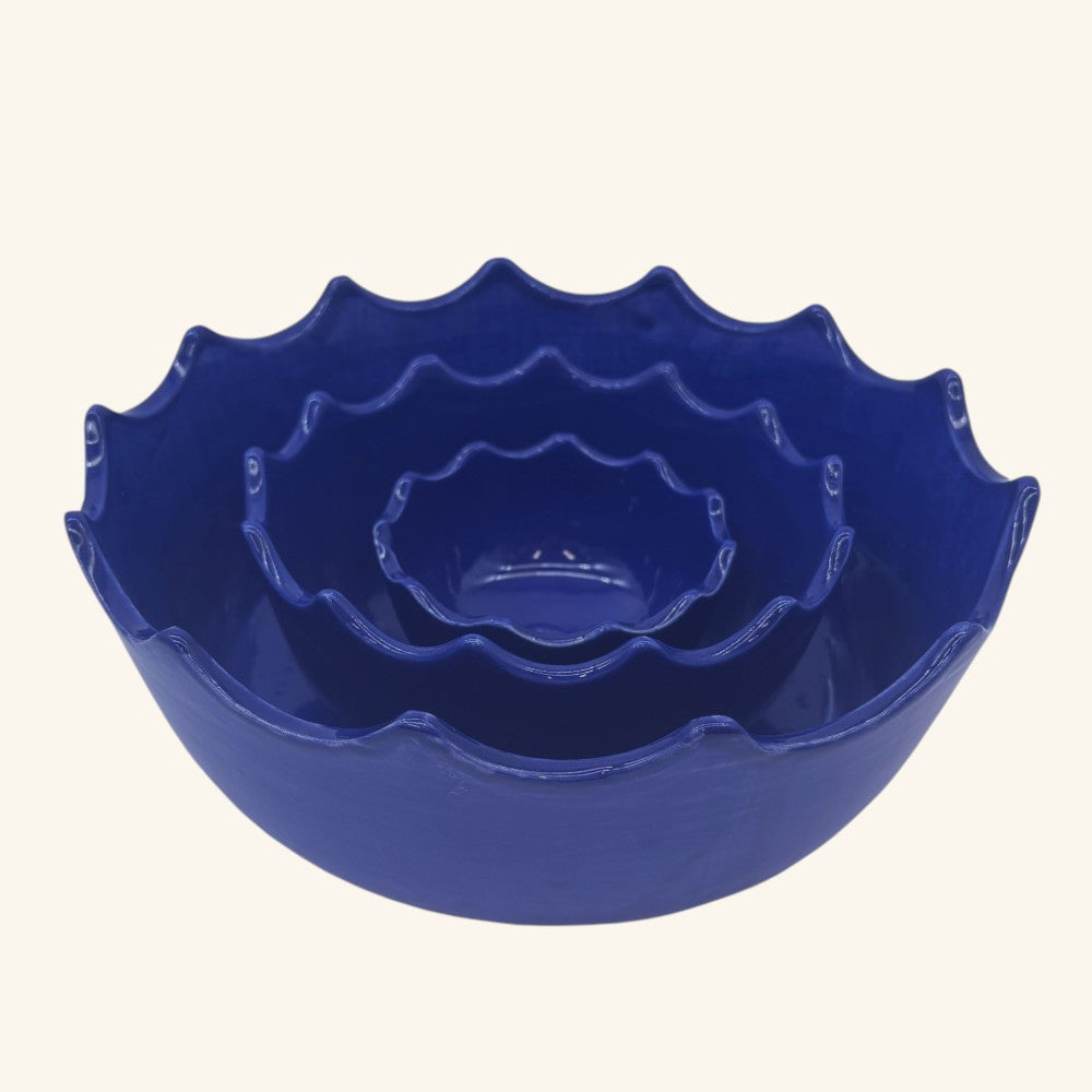 Set of 3 Scalloped Edge Bowls