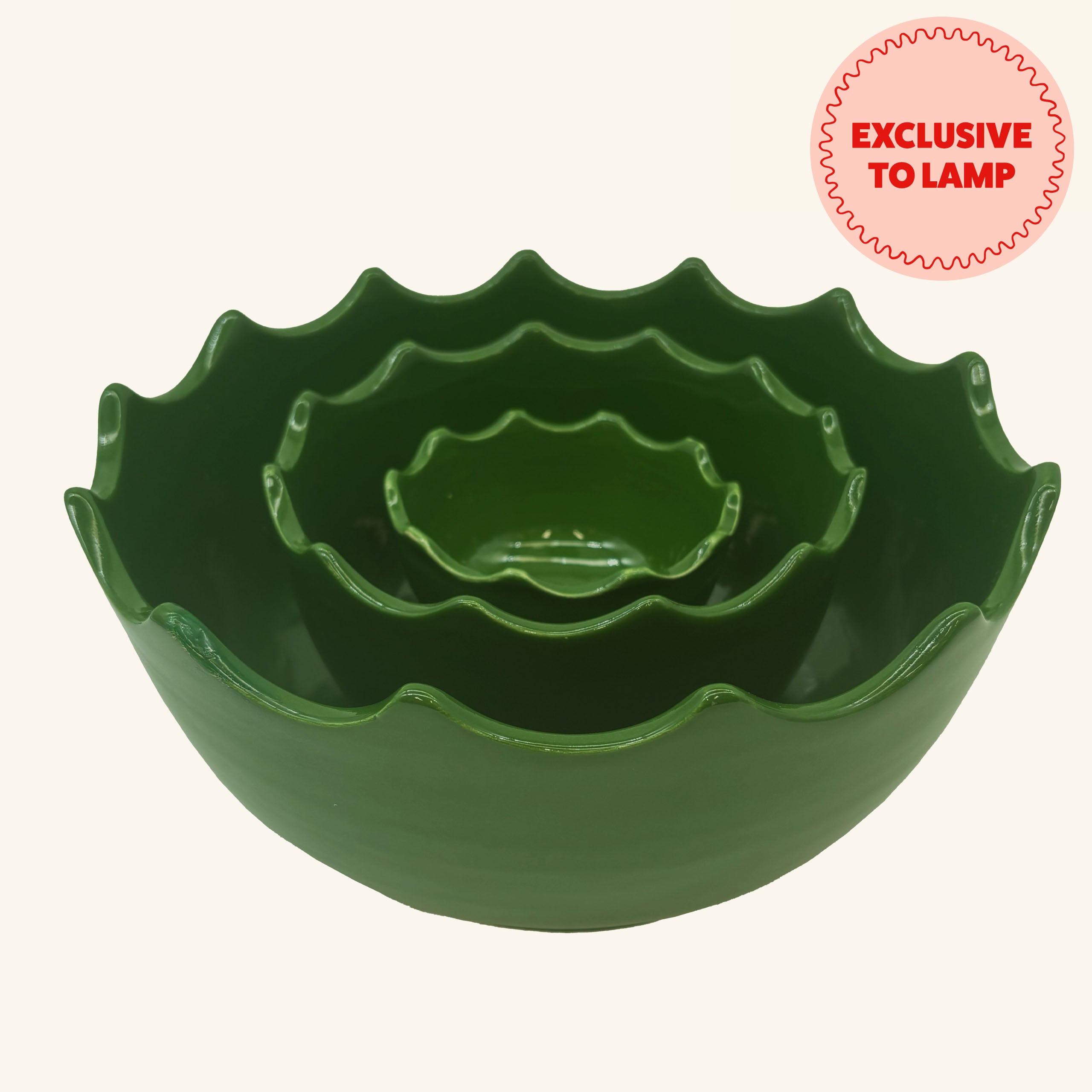 Set of 3 Scalloped Edge Bowls