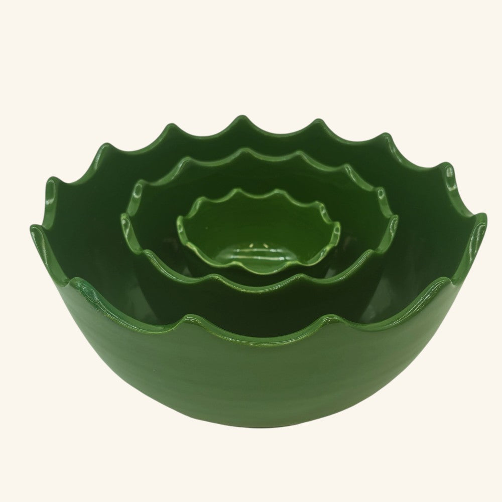 Set of 3 Scalloped Edge Bowls