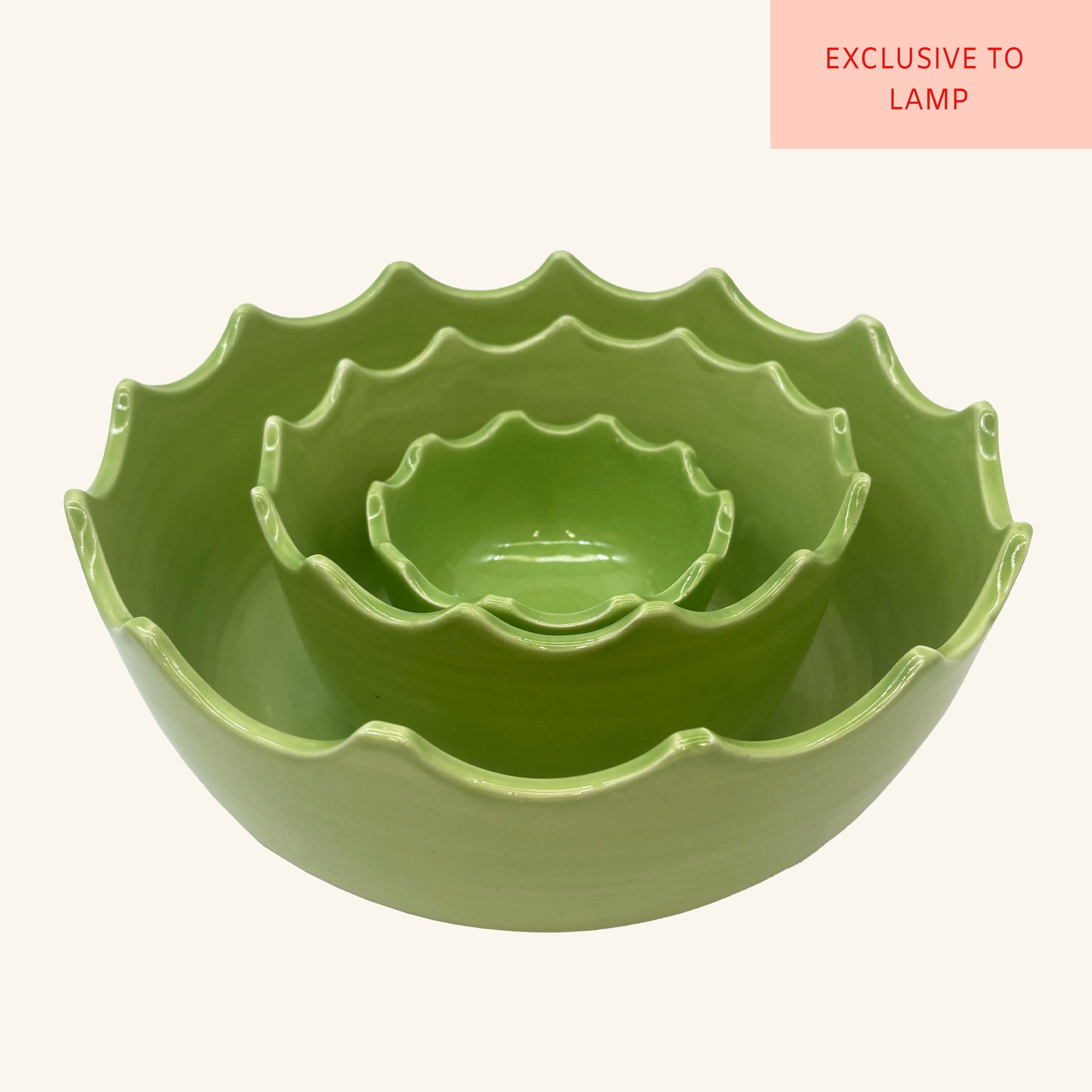 Set of 3 Scalloped Edge Bowls