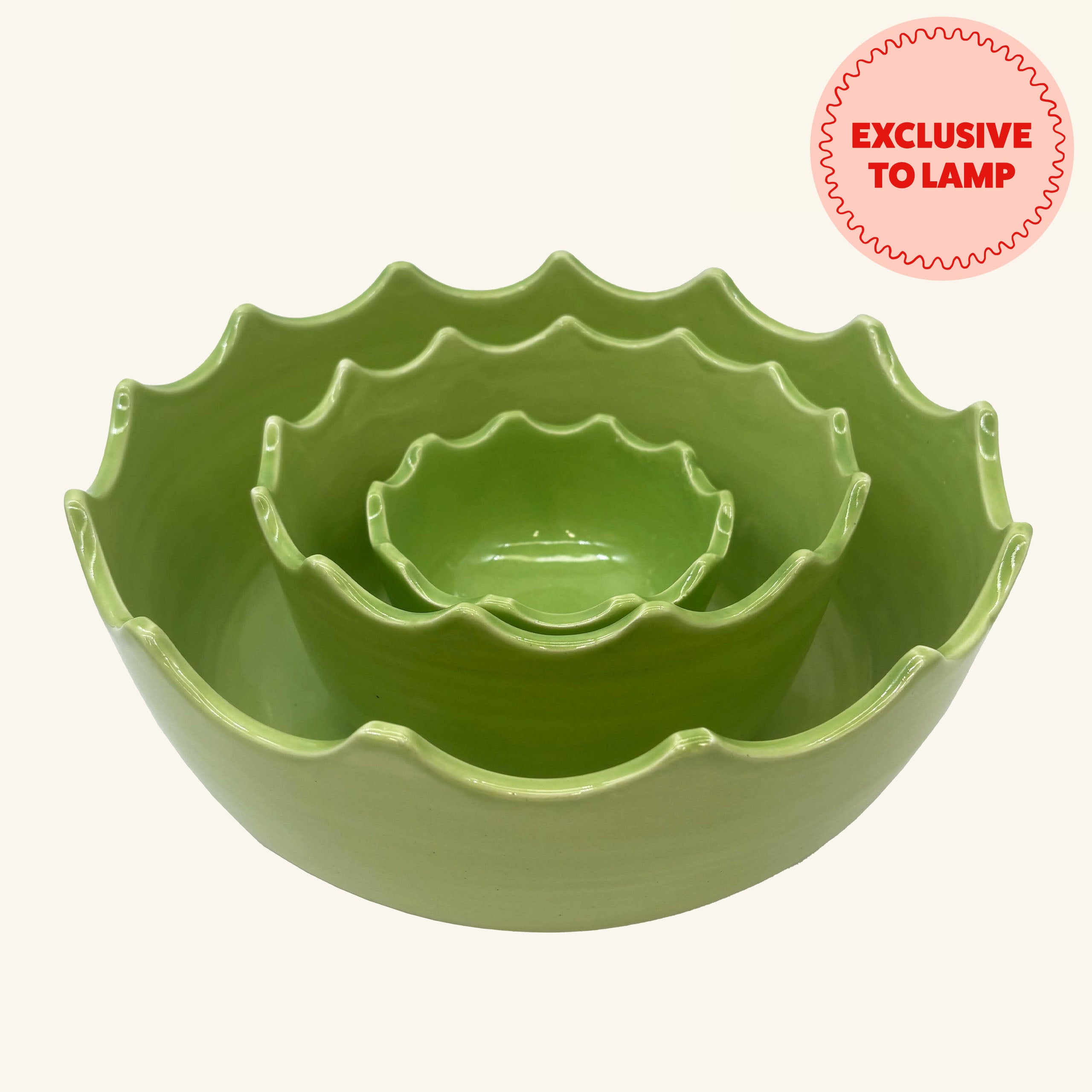 Set of 3 Scalloped Edge Bowls