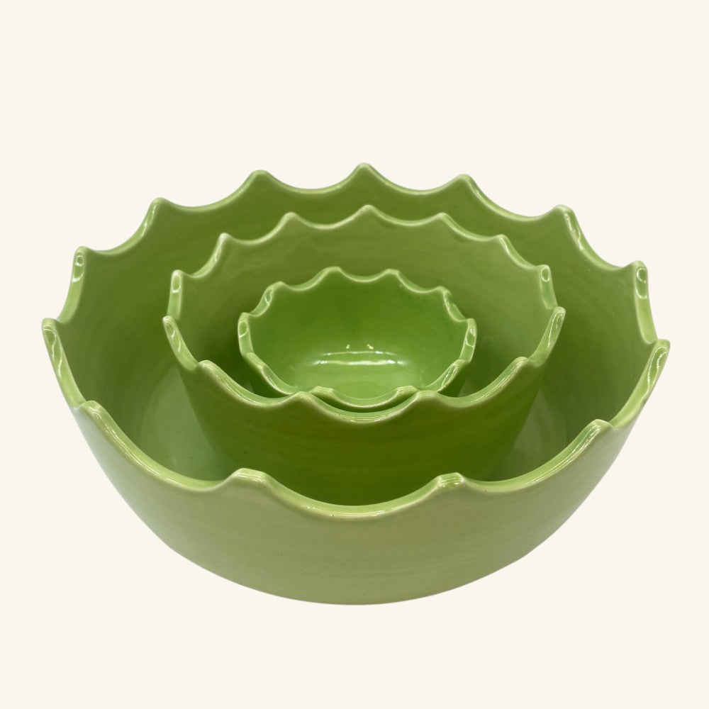 Set of 3 Scalloped Edge Bowls