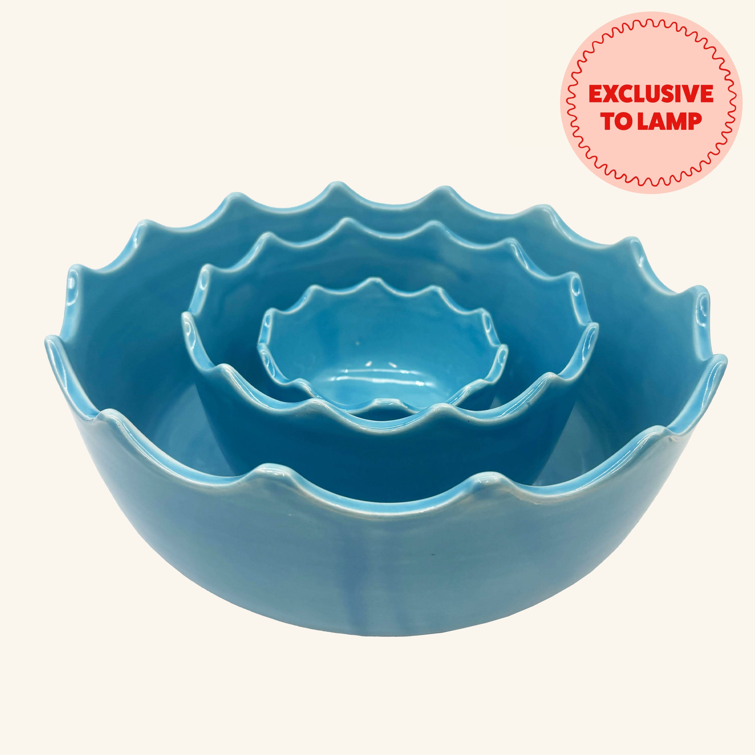 Set of 3 Scalloped Edge Bowls