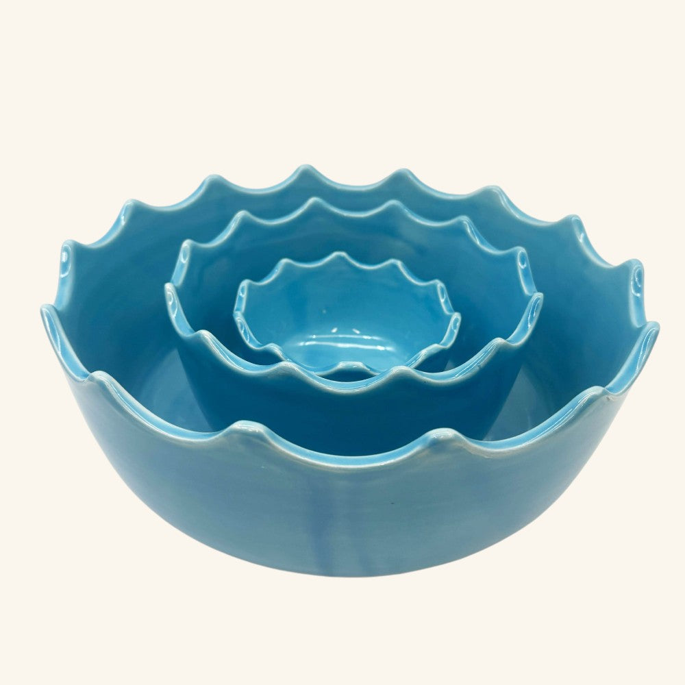 Set of 3 Scalloped Edge Bowls