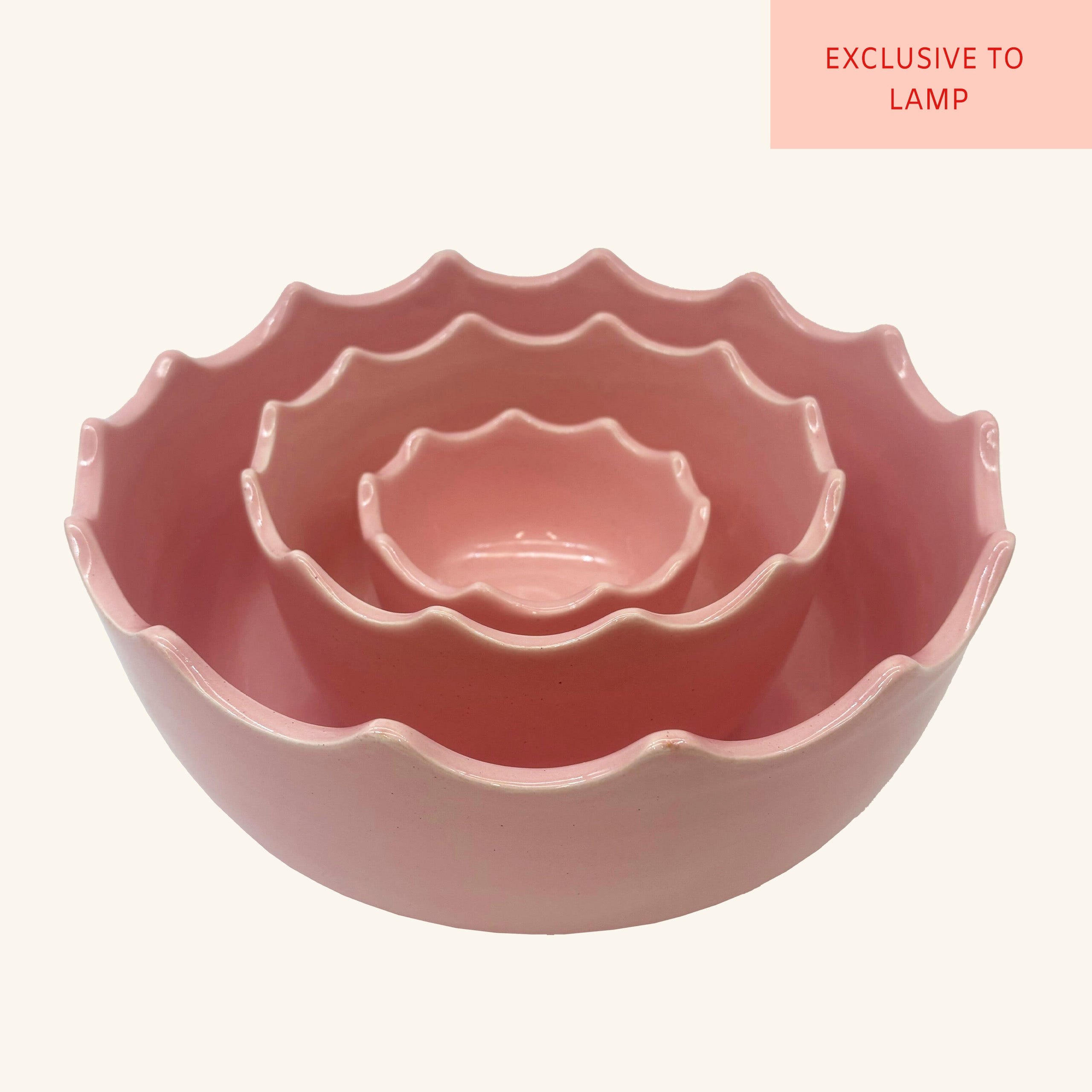 Set of 3 Scalloped Edge Bowls