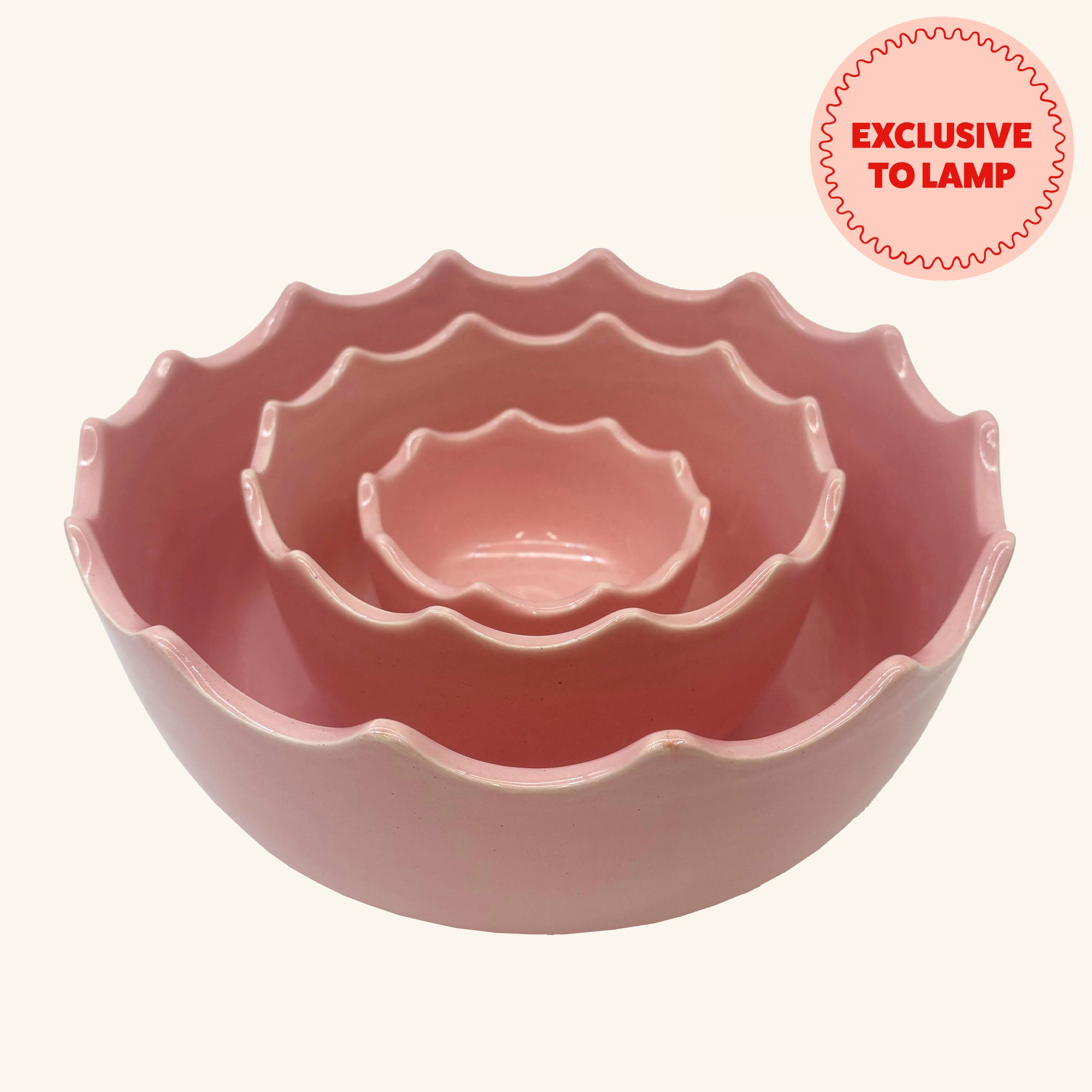 Set of 3 Scalloped Edge Bowls