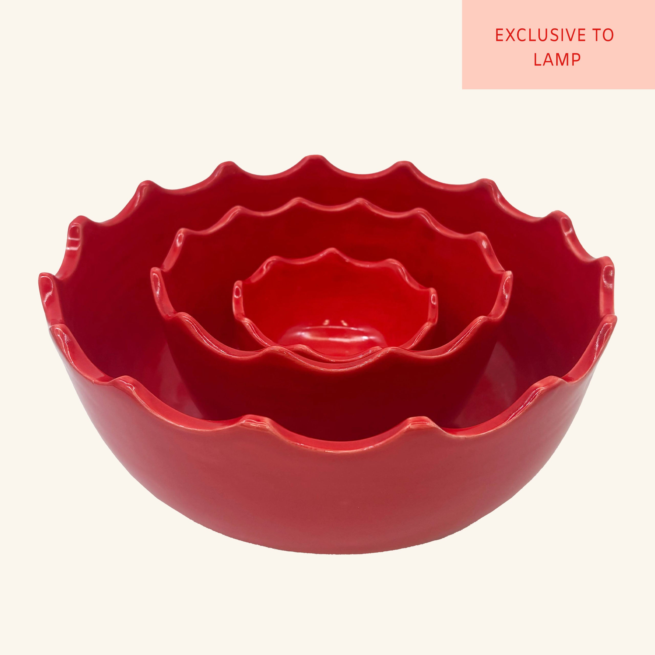 Set of 3 Scalloped Edge Bowls
