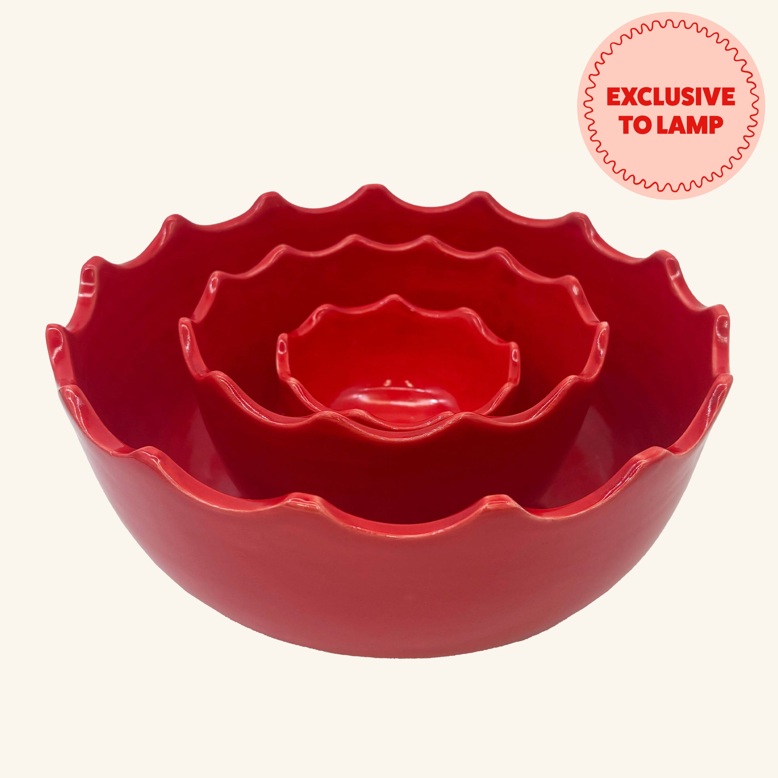 Set of 3 Scalloped Edge Bowls