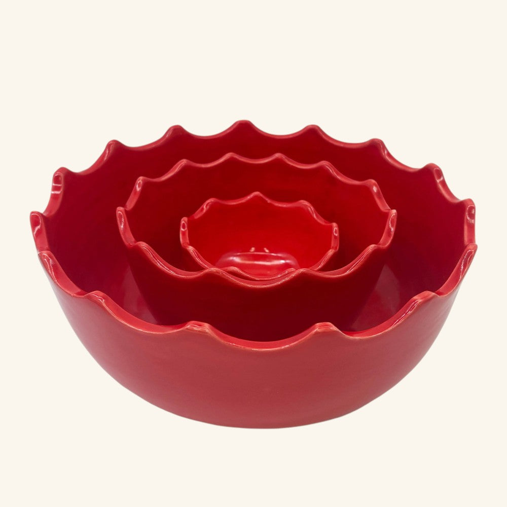 Set of 3 Scalloped Edge Bowls