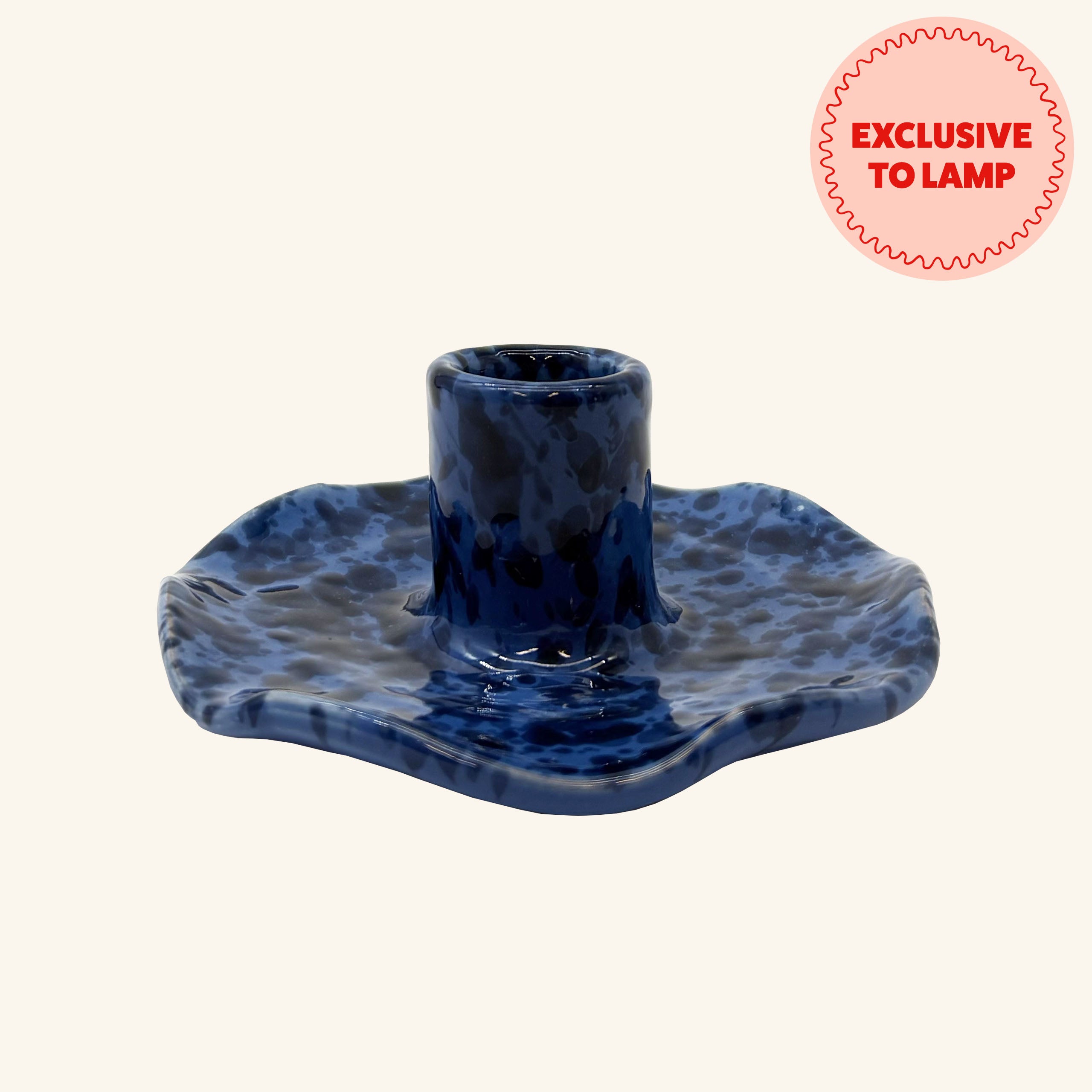 Scalloped Splatterware Candle Holder