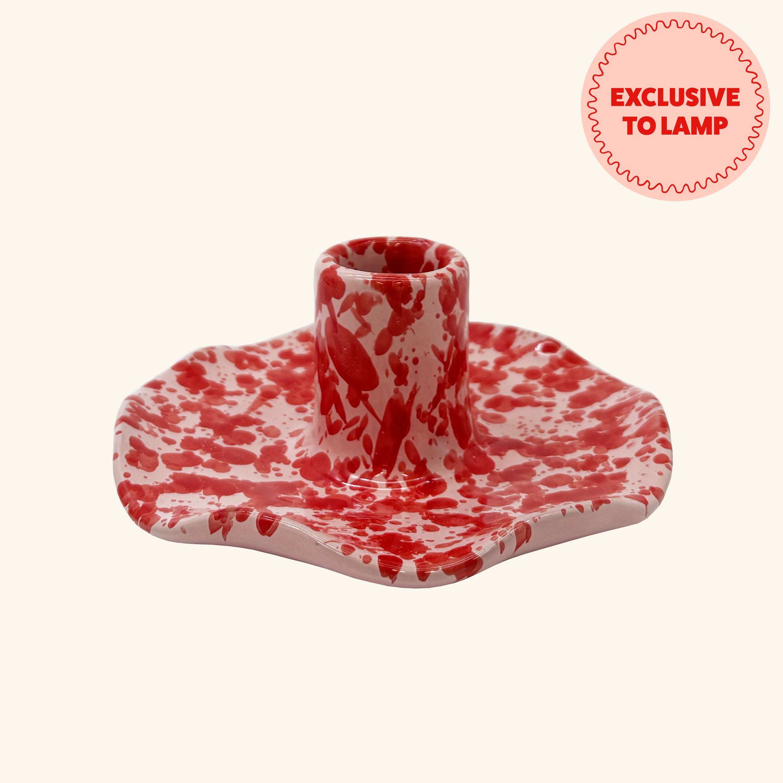 Scalloped Splatterware Candle Holder