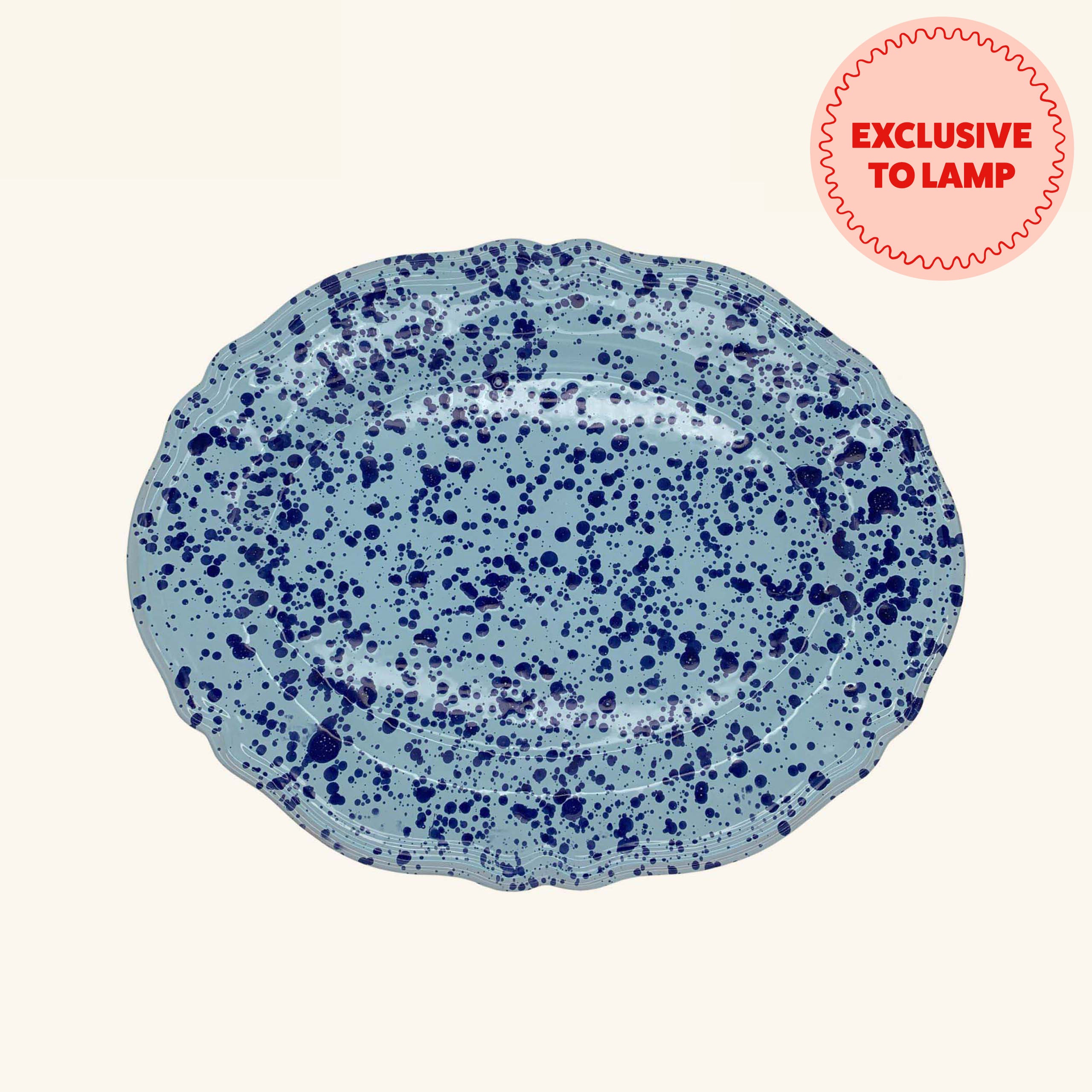 Large Scalloped Splatterware Oval Platter LAMP LDN