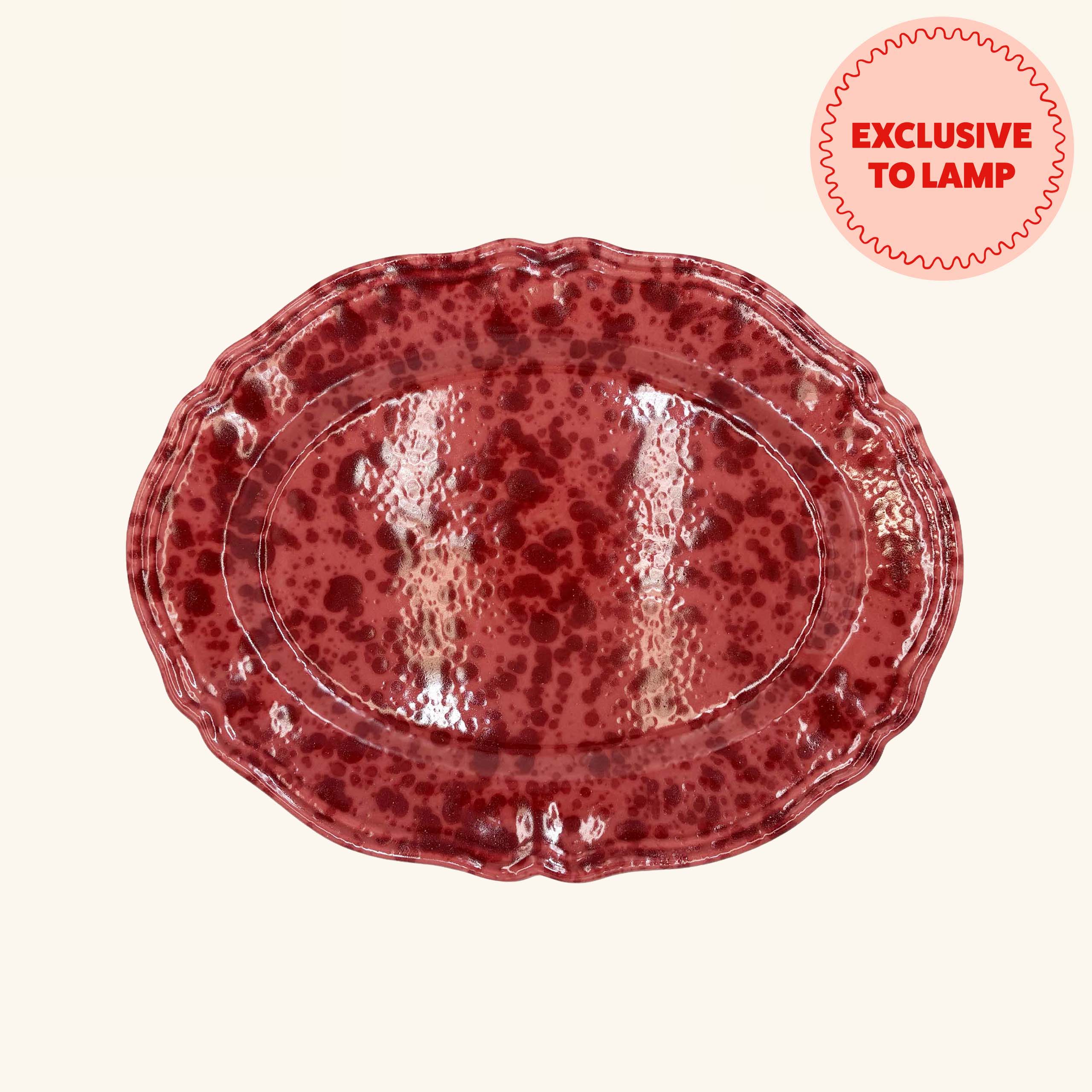 Large Scalloped Splatterware Oval Platter LAMP LDN