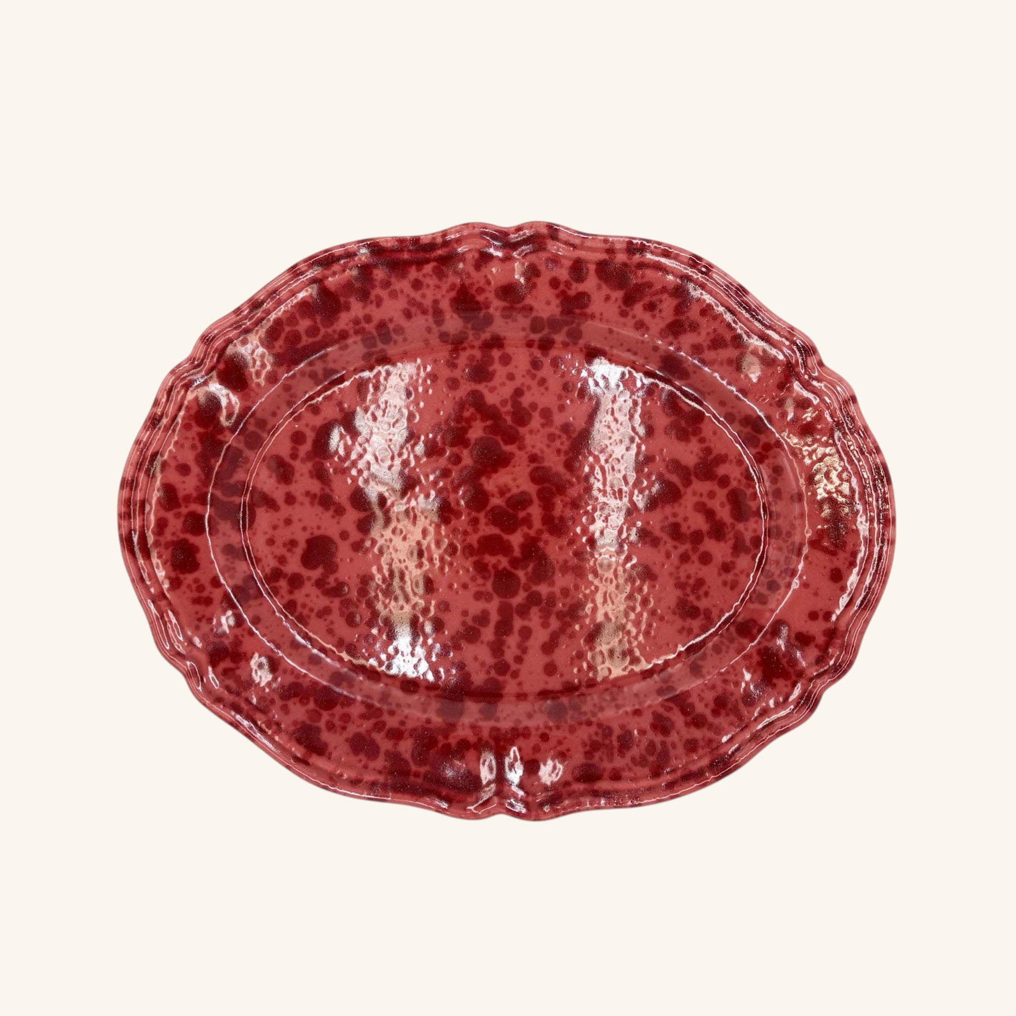 Scalloped Splatterware Oval Platter