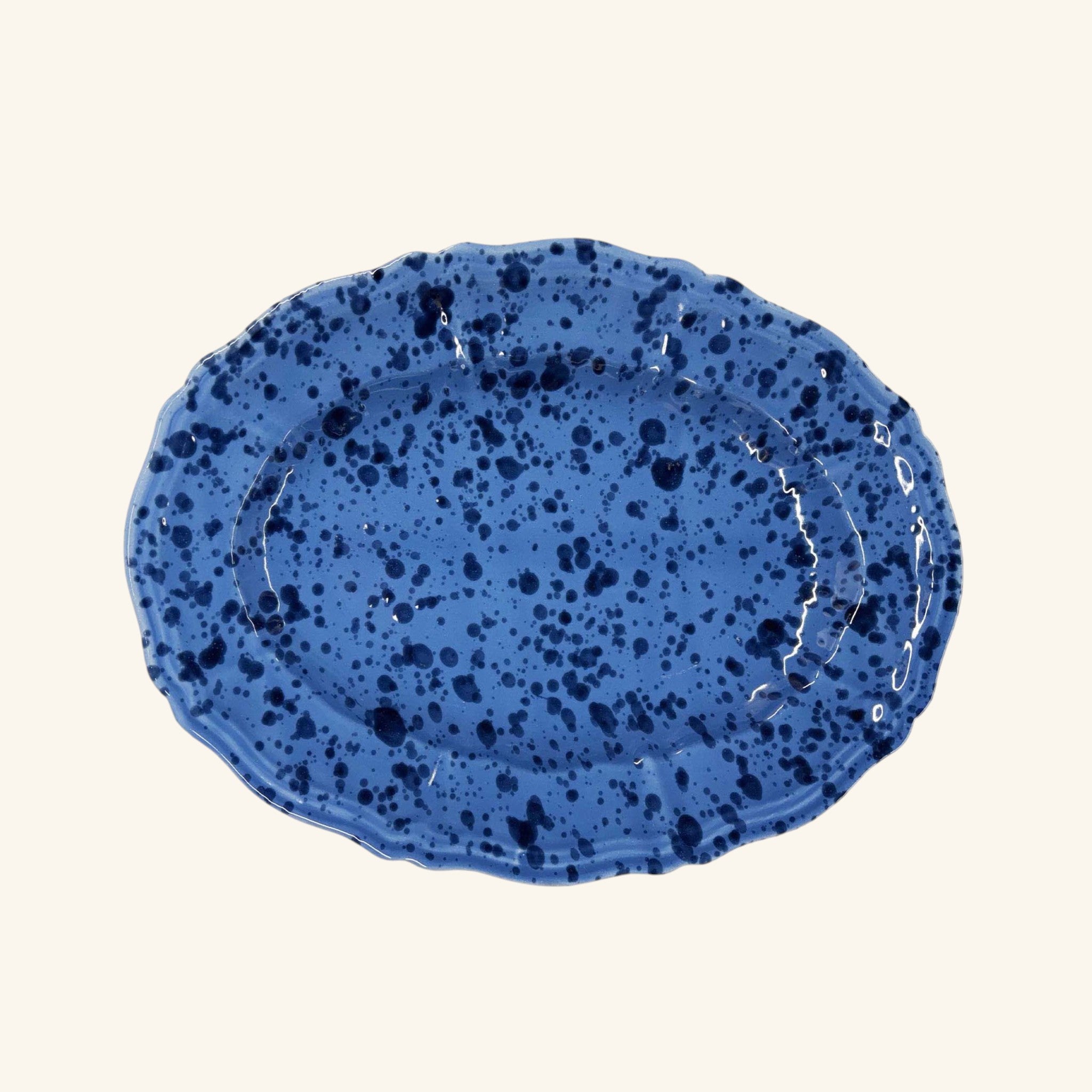 Scalloped Splatterware Oval Platter