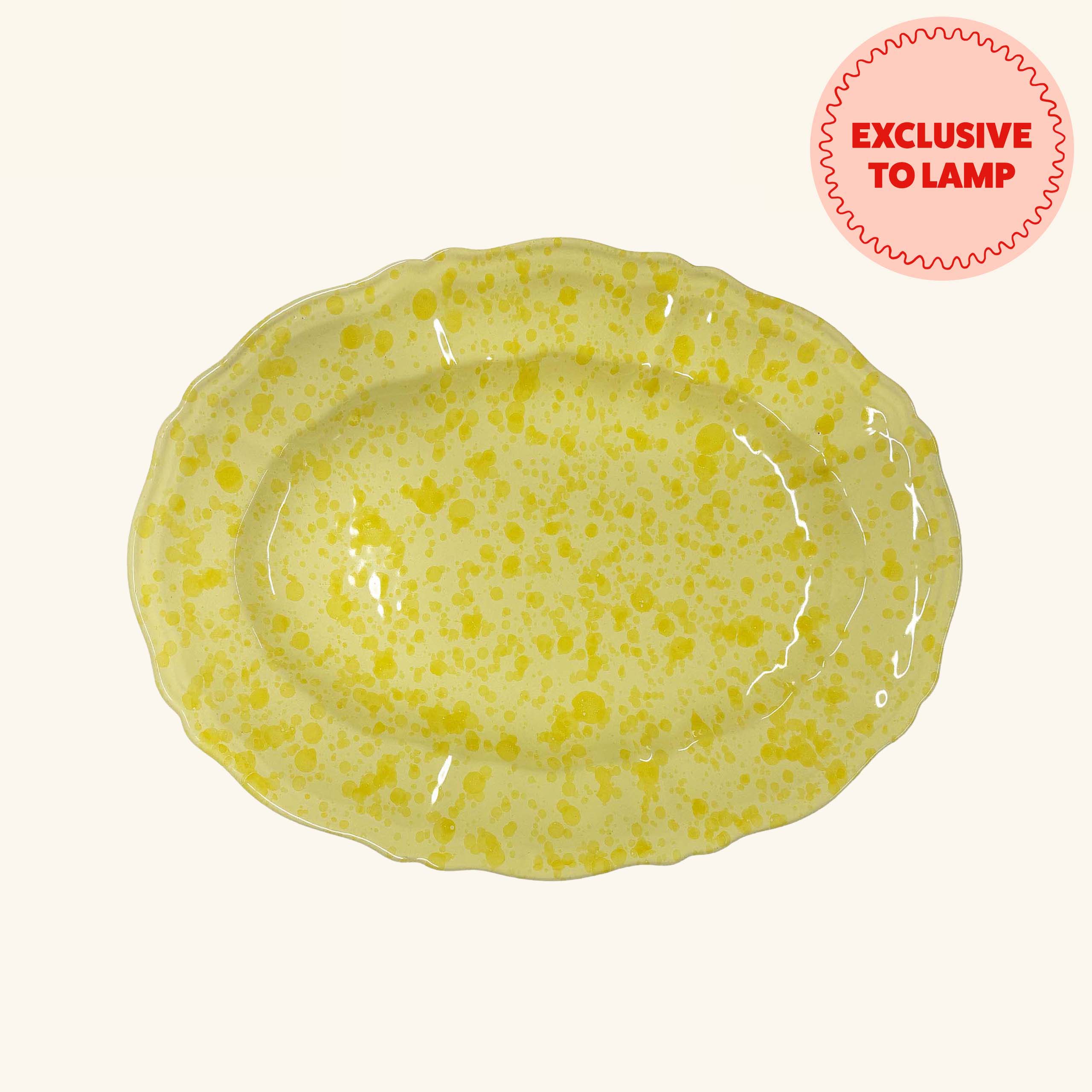 Large Scalloped Splatterware Oval Platter LAMP LDN