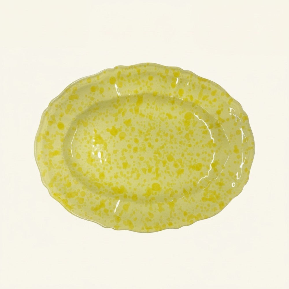 Scalloped Splatterware Oval Platter