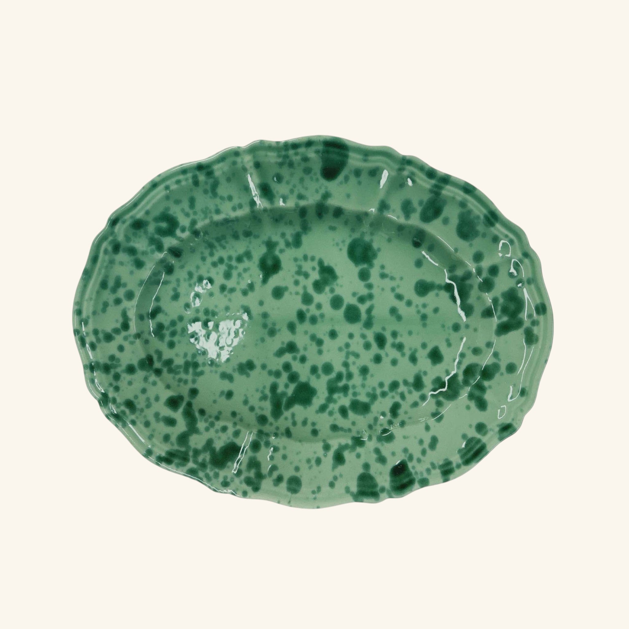 Scalloped Splatterware Oval Platter