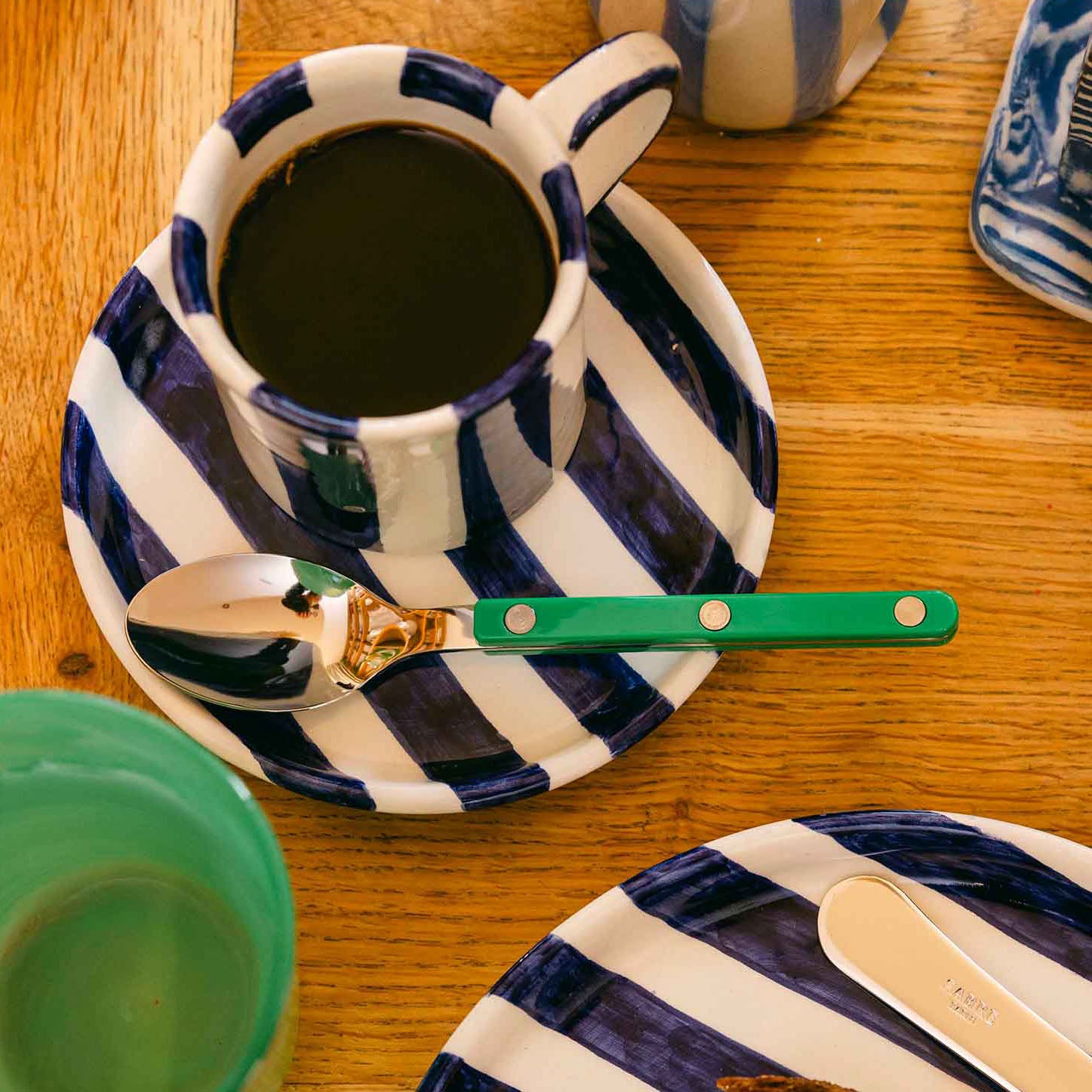 Striped Mug & Saucer Set