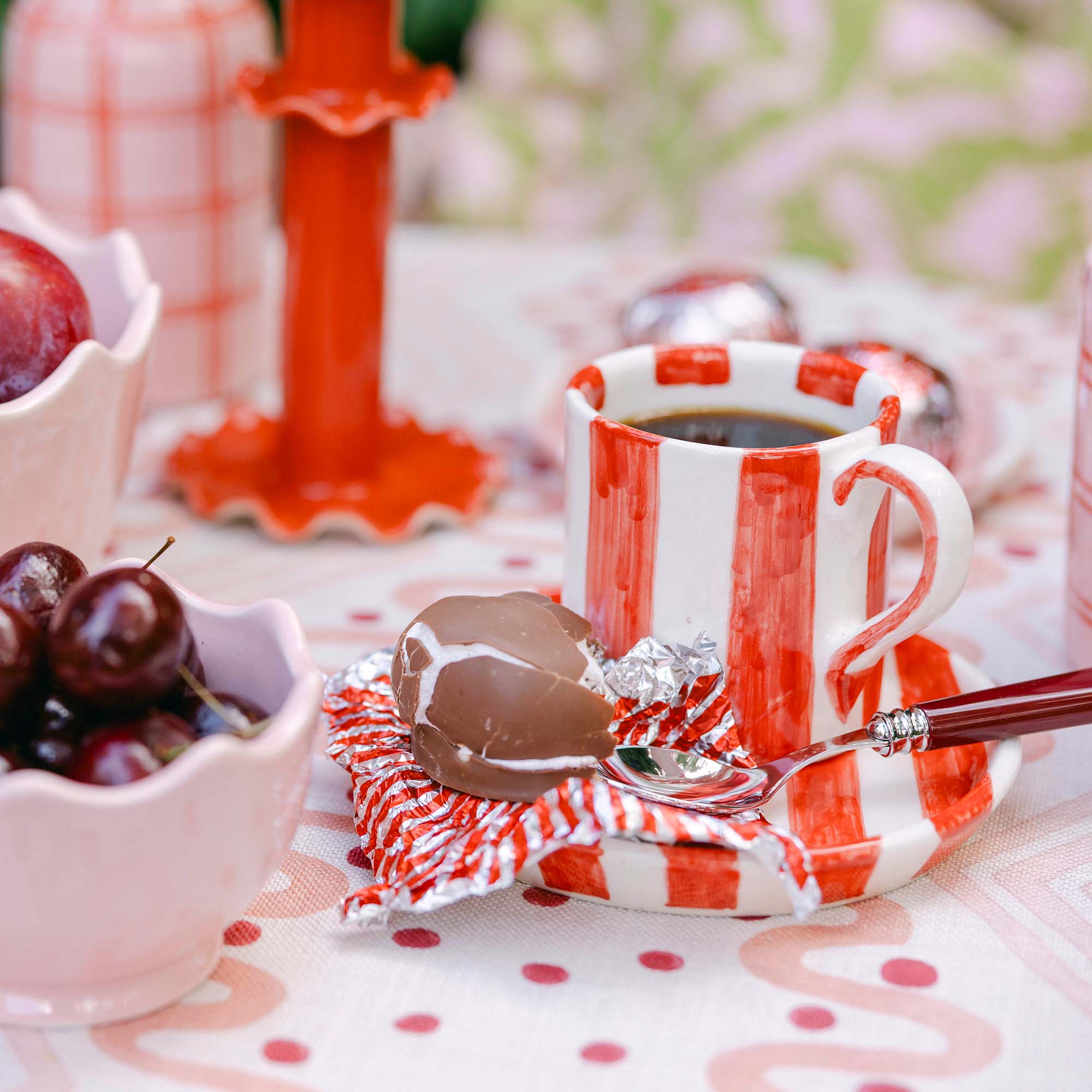 Striped Mug & Saucer Set