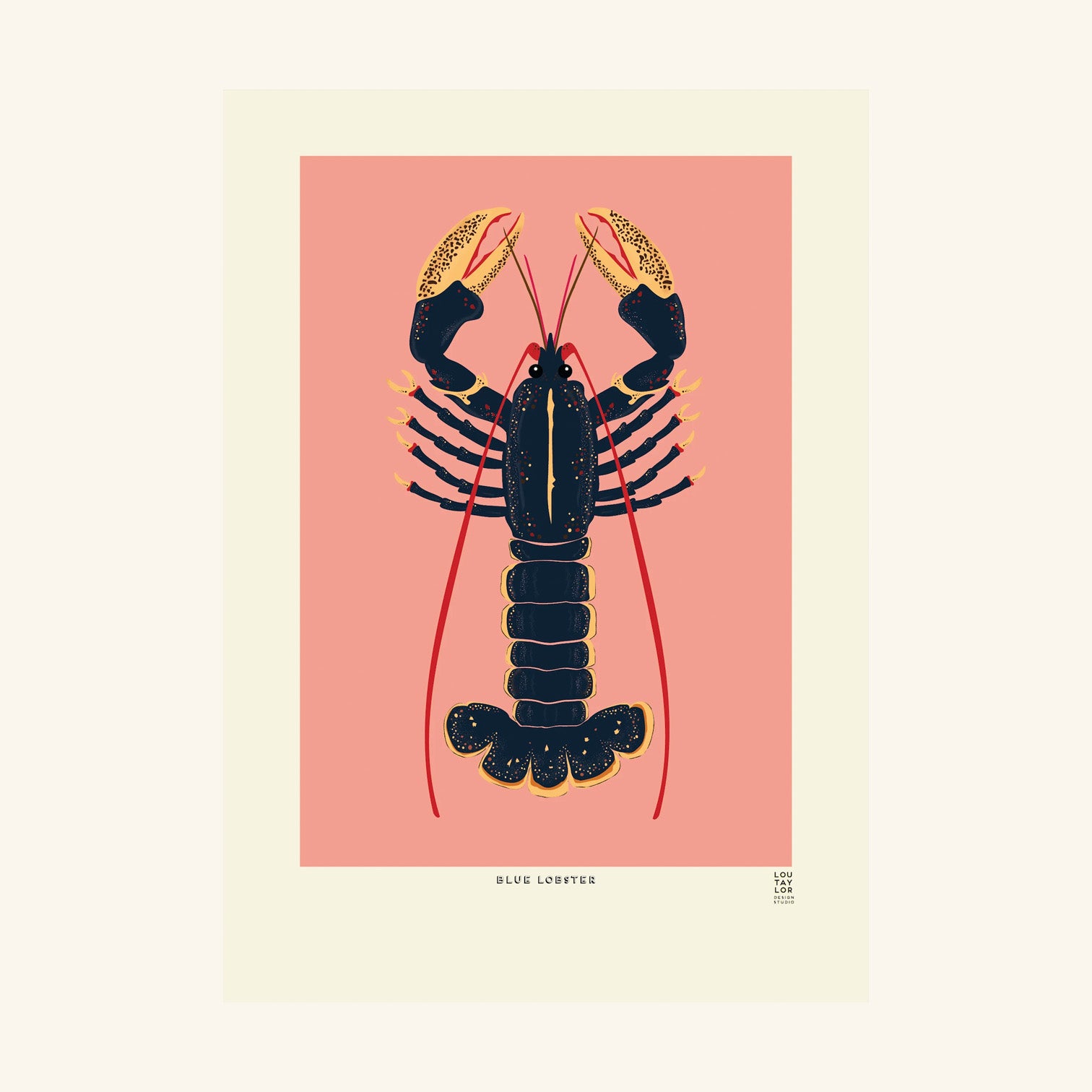 Lobster Blue on Pink Lou Taylor Design Studio