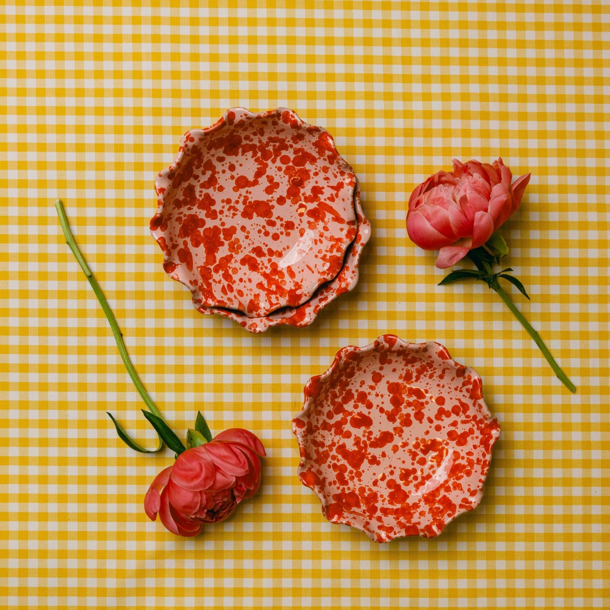 Shallow Scalloped Splatterware Bowl