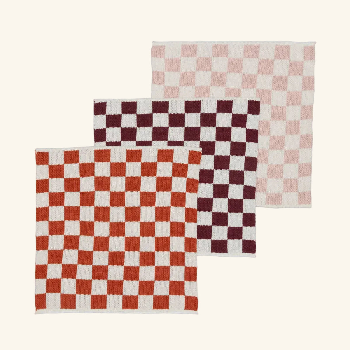 Reusable & Eco-Friendly Cotton Knit Dishcloths: Check Orange