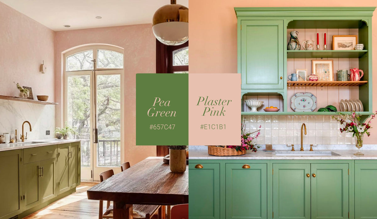 Pea Green & Plaster Pink collage