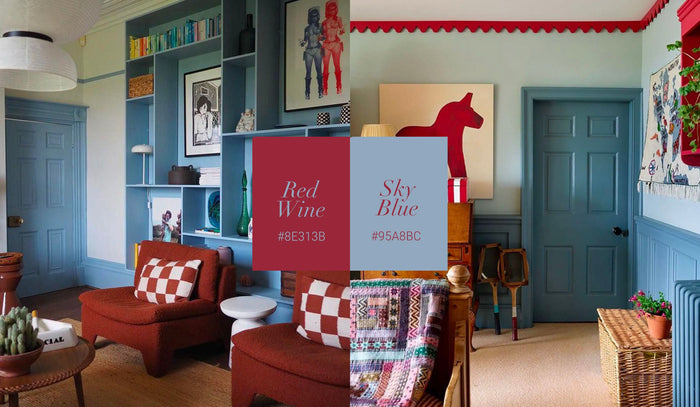 Red Wine & Sky Blue collage