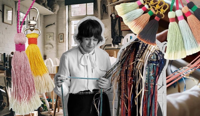 Photo collage of Jessica Light in her studio