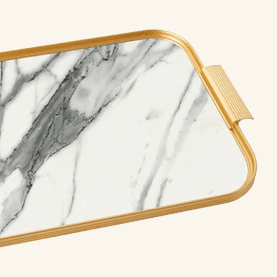 Tray – White Marble / Gold Kaymet