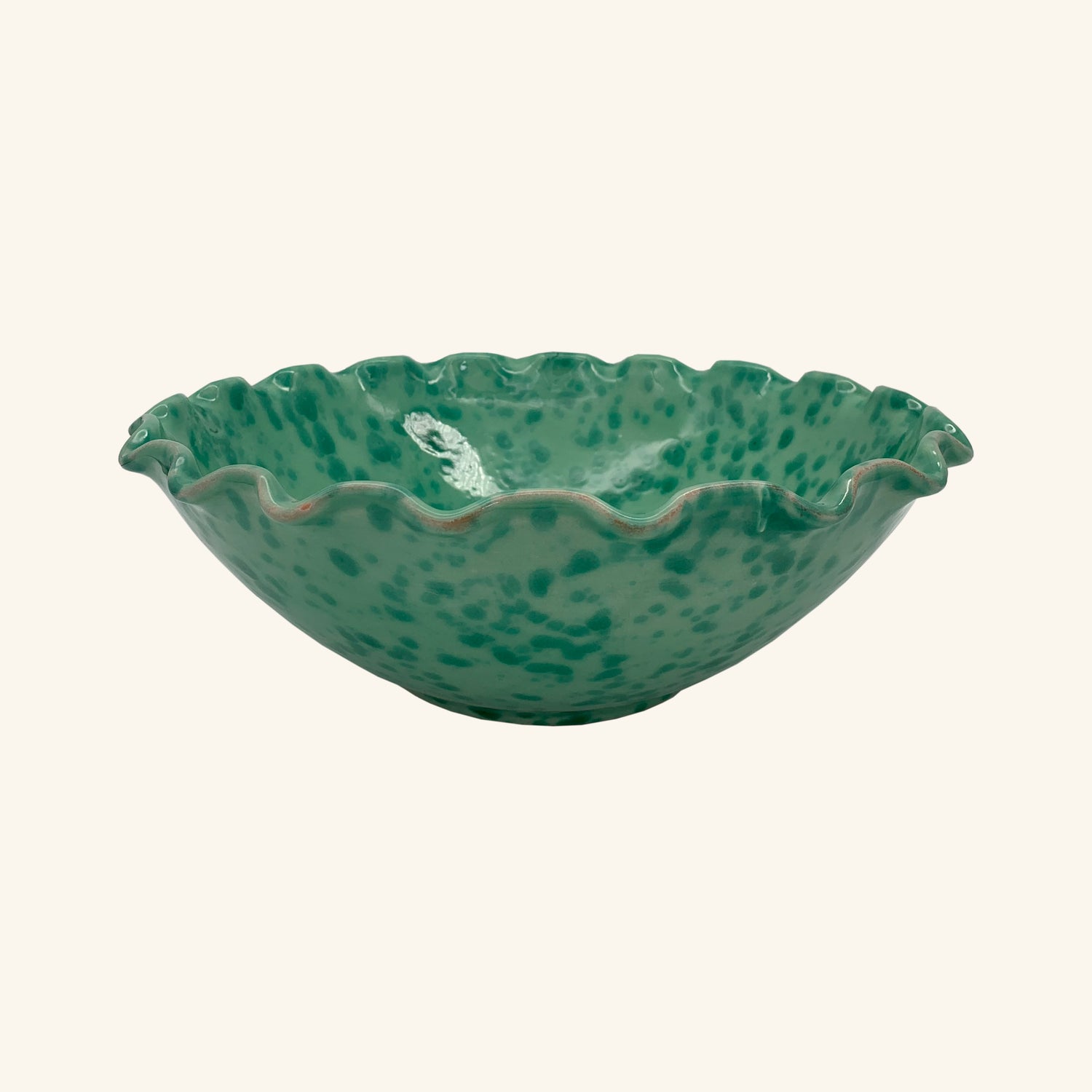 Large Splatterware Wavy Bowl