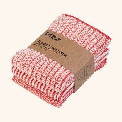 Reusable &amp; Eco-Friendly Cotton Knit Dishcloths: Textured Red
